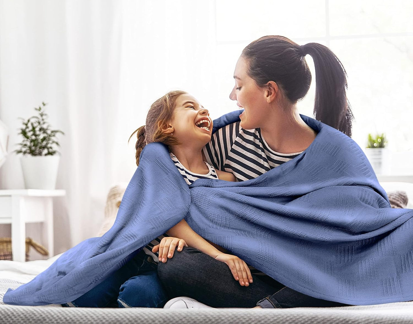Utopia Bedding Wedgewood 100% Cotton Blanket [Twin Size - 90x72 Inch] 350GSM Lightweight, Soft and Breathable Thermal Blanket for All Seasons