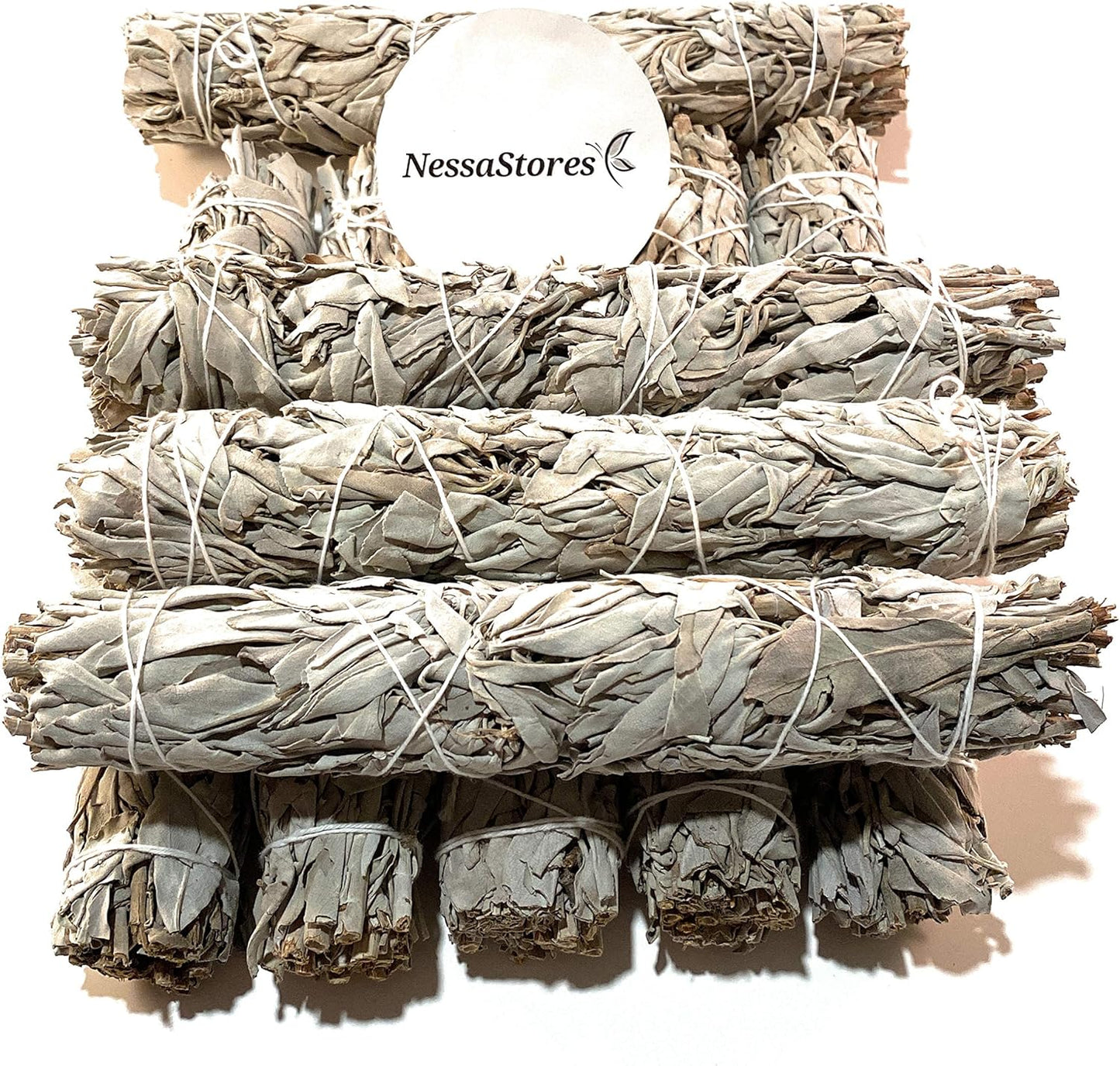 NessaStores 5 pcs California White Sage Extra Large Smudge Sticks, 9-Inch Hand Tied, All Natural, Ethically Sourced for Home Cleansing, Stress Relief, & Clearing Negative Energy JC-139