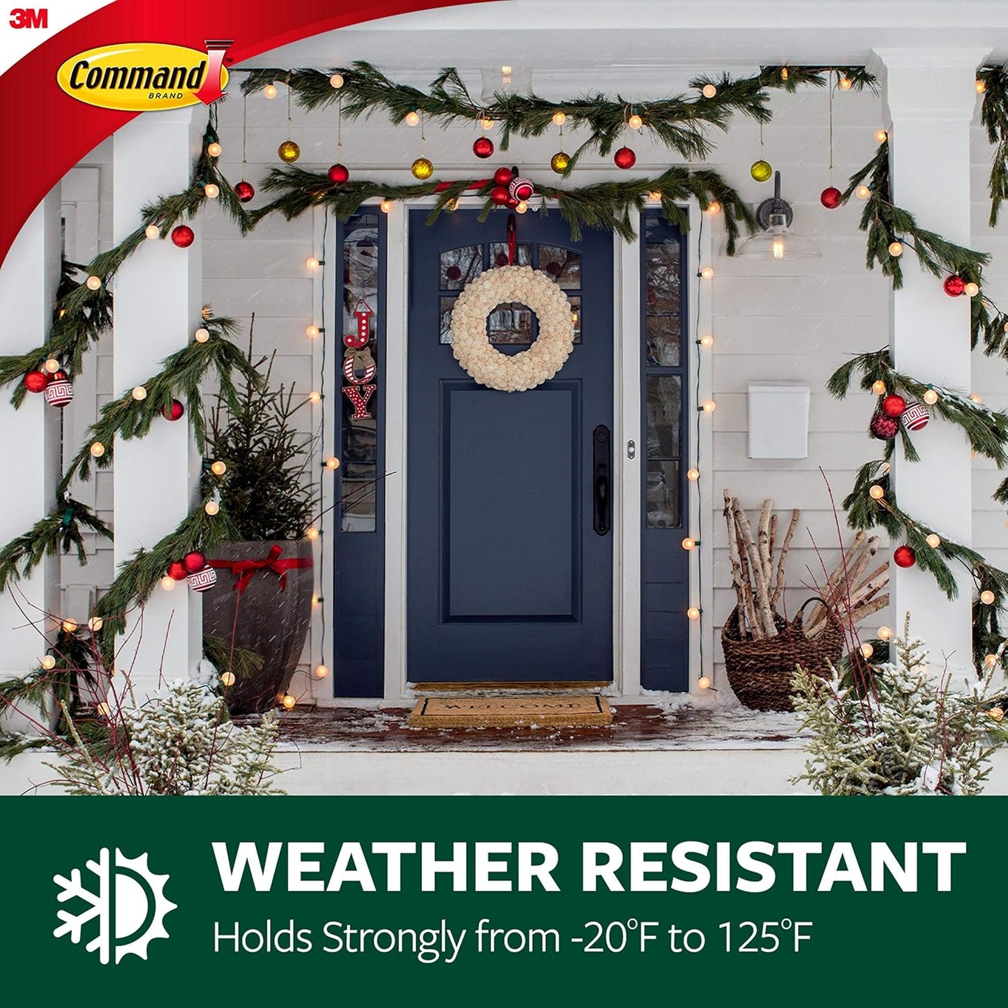 Command Outdoor Large Bronze Hooks, Holds up to 5 lb, 3 Hooks and 4 Command Strips, Damage-Free Hanging Wall Hooks for Hanging Christmas Decorations with Weather Resistant Strips