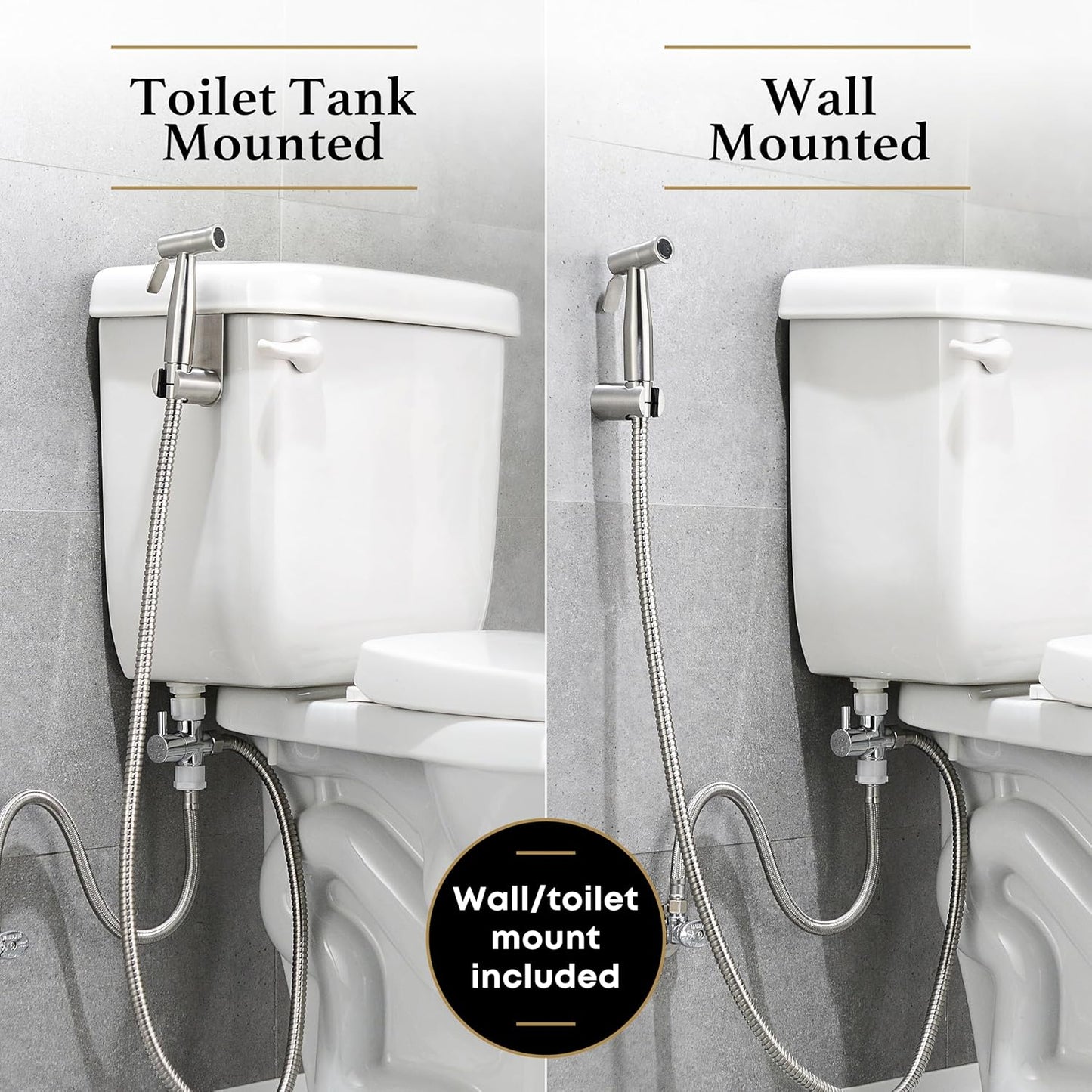 Purrfectzone 3 Pack Bidet Sprayer for Toilet, Handheld Kit, Easy-to-Install Toilet Shattaf Set, Hand Held Stainless Steel Shower with Adjustable Flow, Cloth Diaper wash