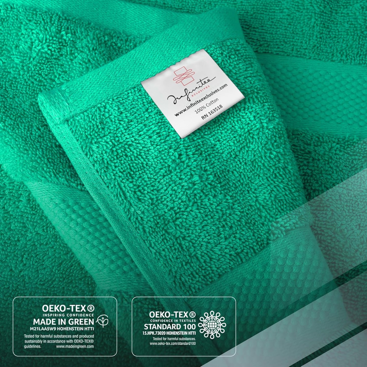 Infinitee Xclusives Luxury 100% Ring-Spun Cotton Bath Towels Set of 4 (27x54 inches) – Soft, Absorbent & Quick-Drying Towels for Bathroom, Gym, Spa & Hotel Use (Vivid Green, Bath Towels)