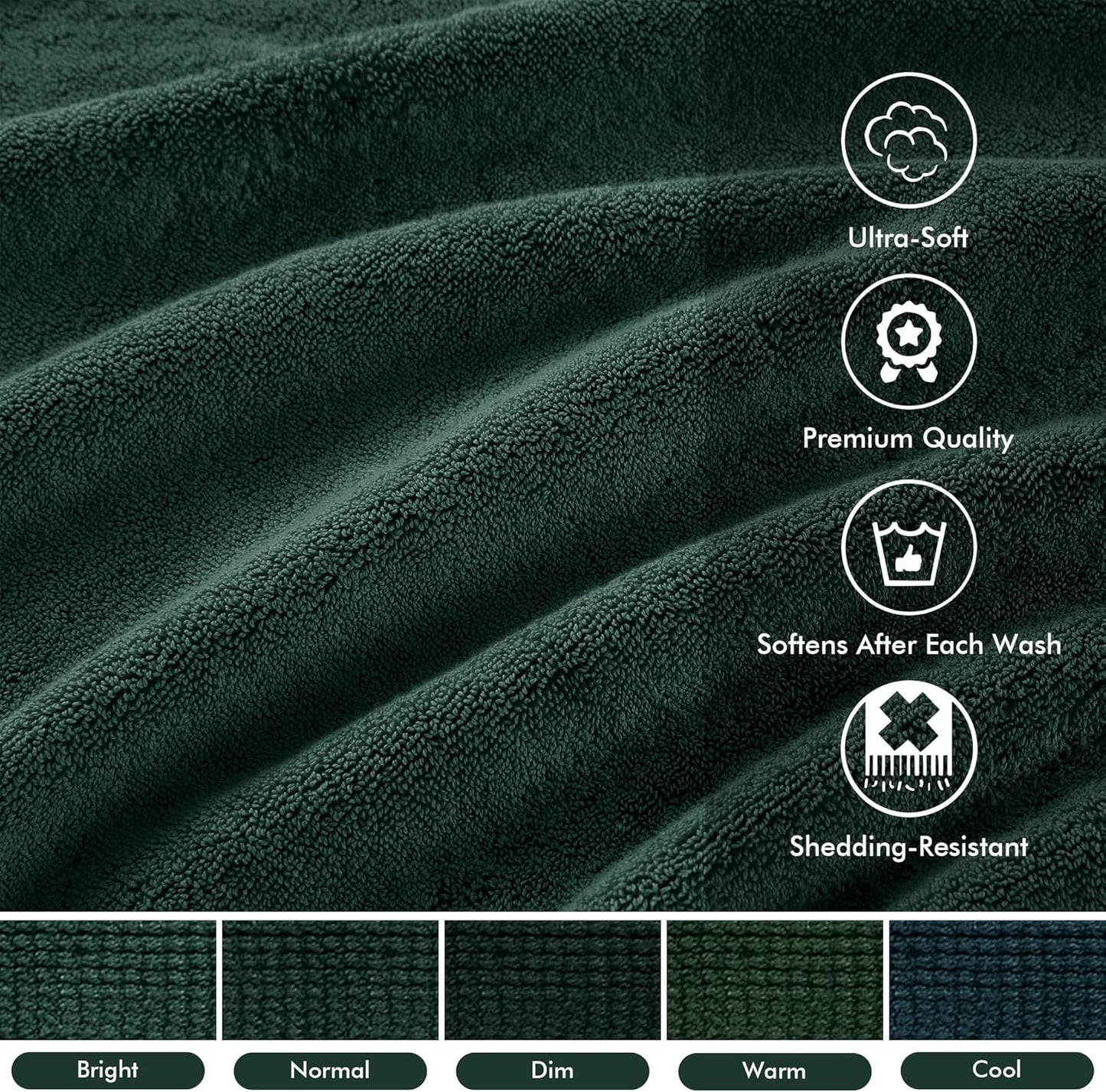Madison Park 800GSM Bath Sheet Towel Oversized 34" x 68" 2 Pack 100% Cotton Bath Towel Set Highly Absorbent Hotel Spa Quality for Bathroom, Dark Green