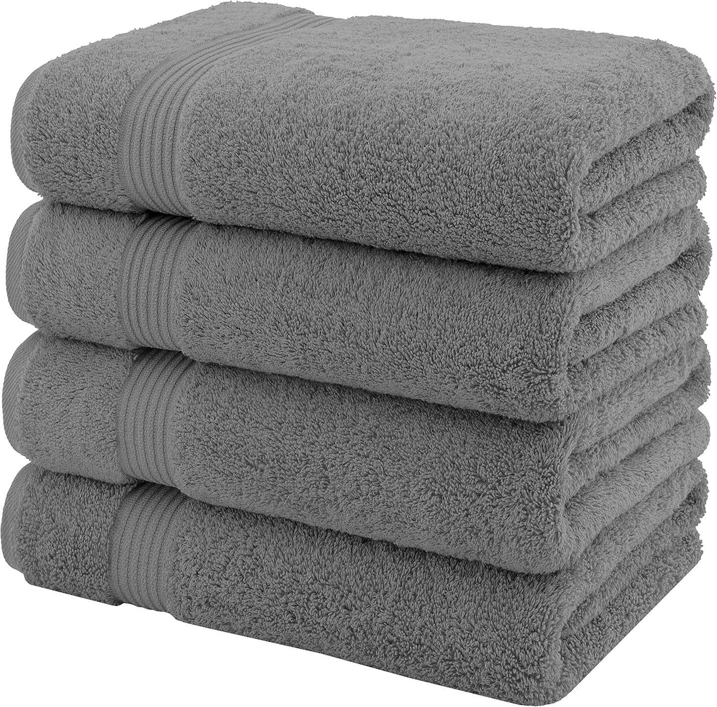 American Veteran Towel, 100% Cotton Turkish Bath Towels for Bathroom 4 Pack, 27x54 Extra Large Premium Soft Drying Bathroom Towels, Dark Gray