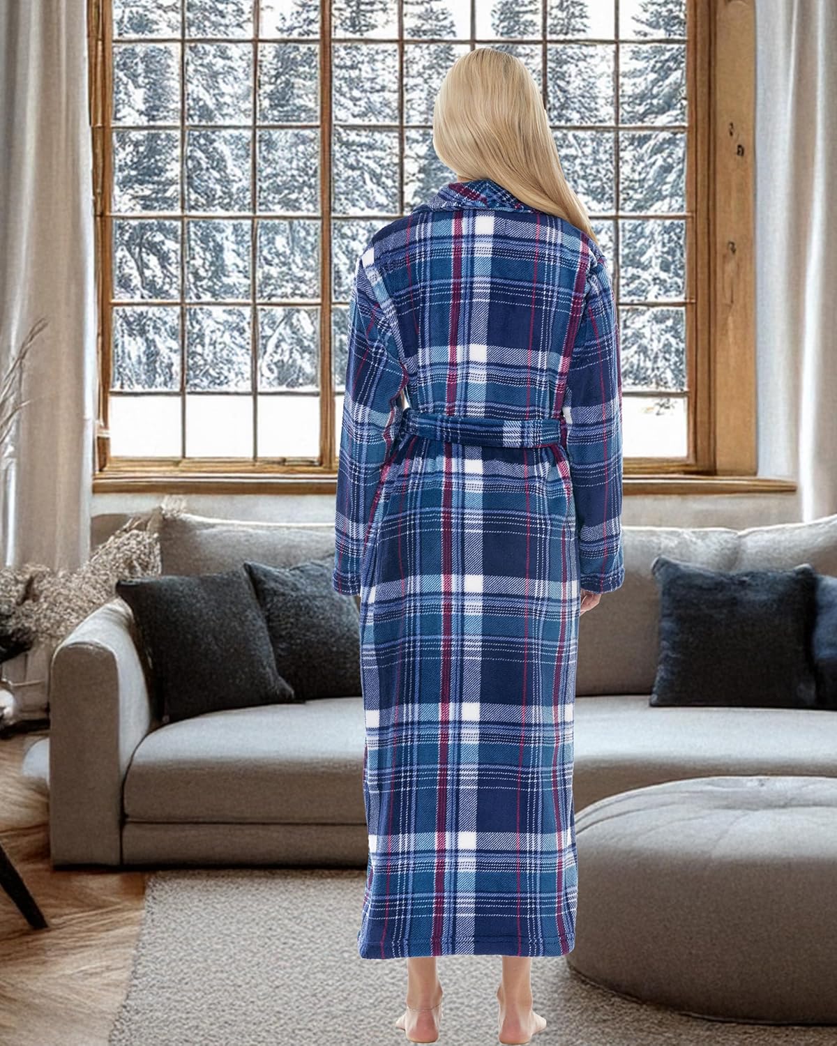 Alexander Del Rossa Plush Robe for Women, Long Fleece Winter Bath Robe, Plus Size