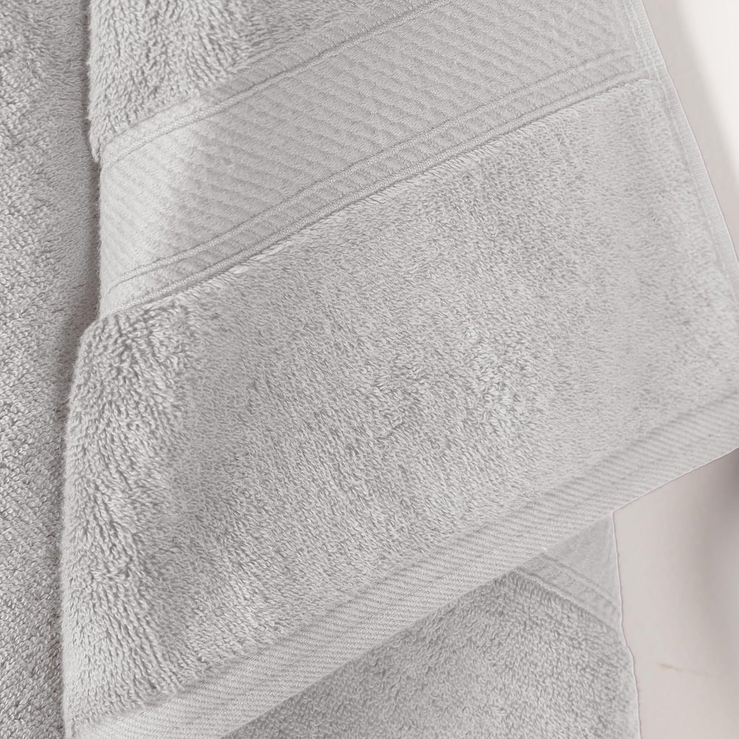 Superior Egyptian Cotton Pile Bath Towel Set of 2, Ultra Soft Luxury Towels, Thick Plush Essentials, Absorbent Heavyweight, Guest Bath, Hotel, Spa, Home Bathroom, Shower Basics, Silver