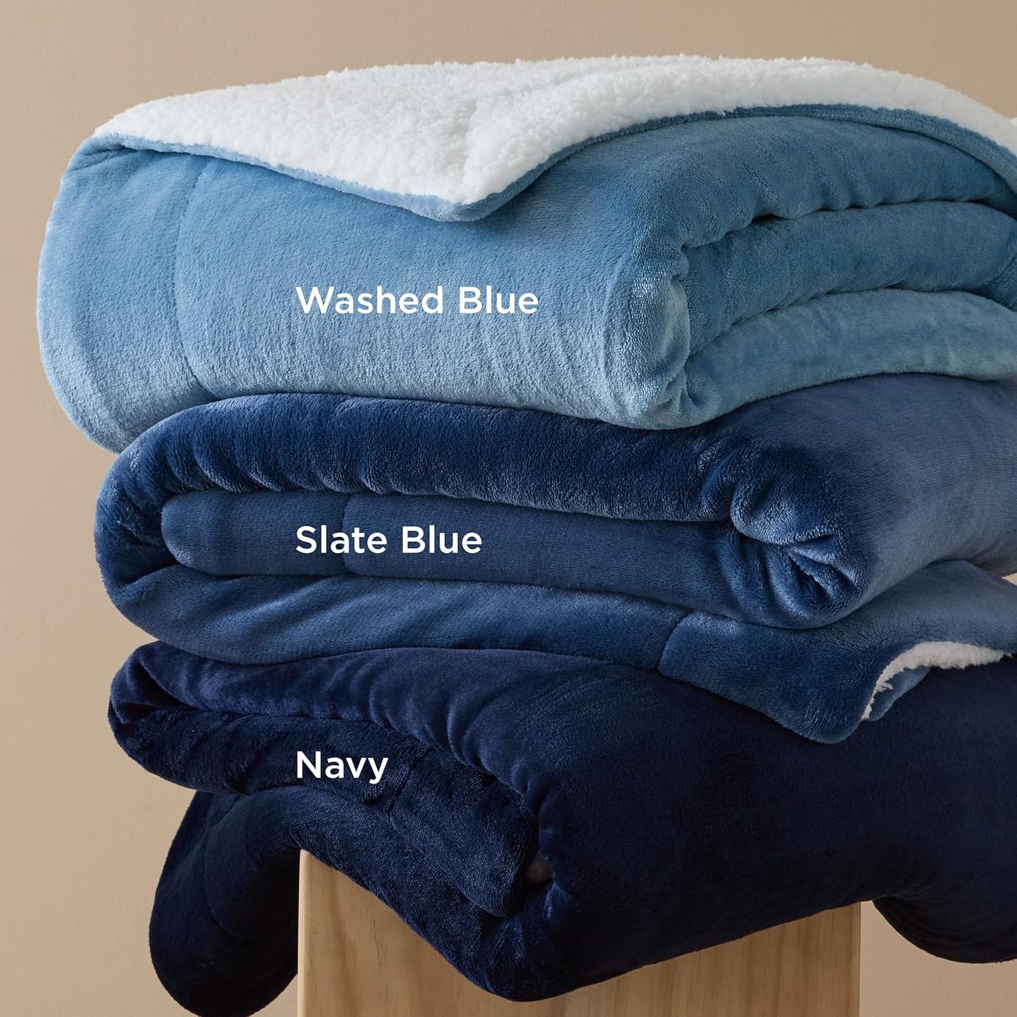 Bedsure GentleSoft Sherpa Fleece Throw Blanket Twin Size for Couch - Thick and Warm Throw for Women and Men, Soft Fuzzy Plush Twin Blanket for Winter, Washed Blue, 60x80 Inches