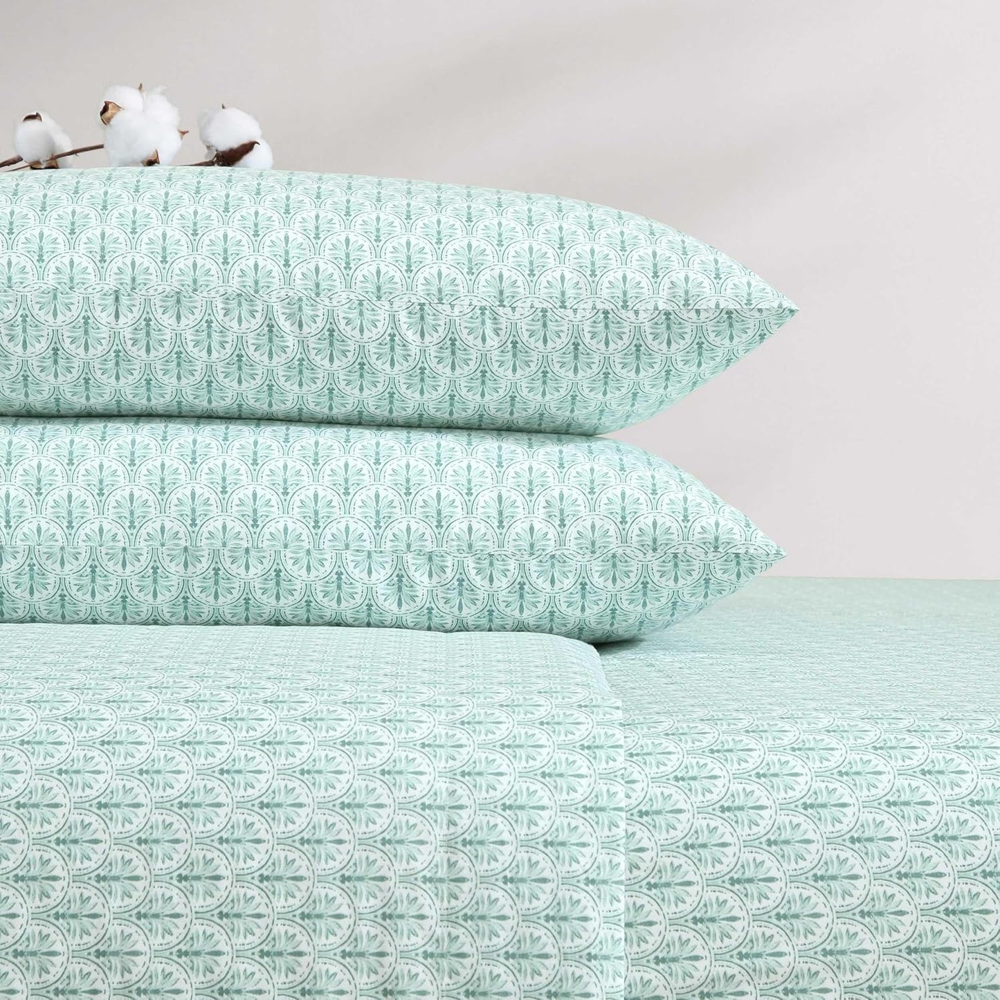 Tommy Bahama - King Sheet Set, Super Soft Cotton Percale Bedding with Matching Shams, Tropical Bedding Set, Oeko-Tex Certified (Coastal Batik Green, King)