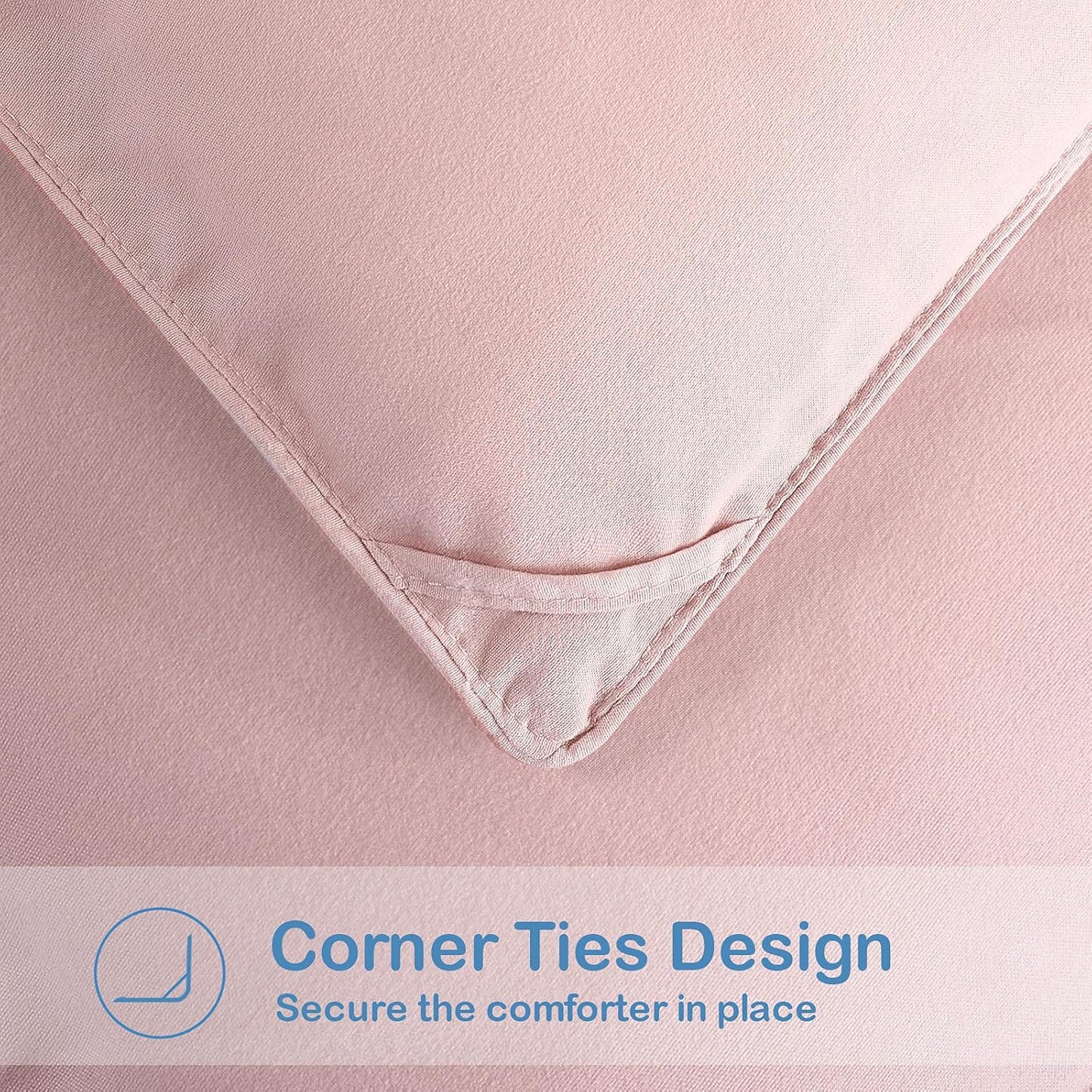 EASELAND King Size Down Alternative Comforter - Quilted Duvet Insert for All Seasons, Soft Lightweight with Corner Tabs, Summer Winter Warm Bedding, Pink 90x102 Inches