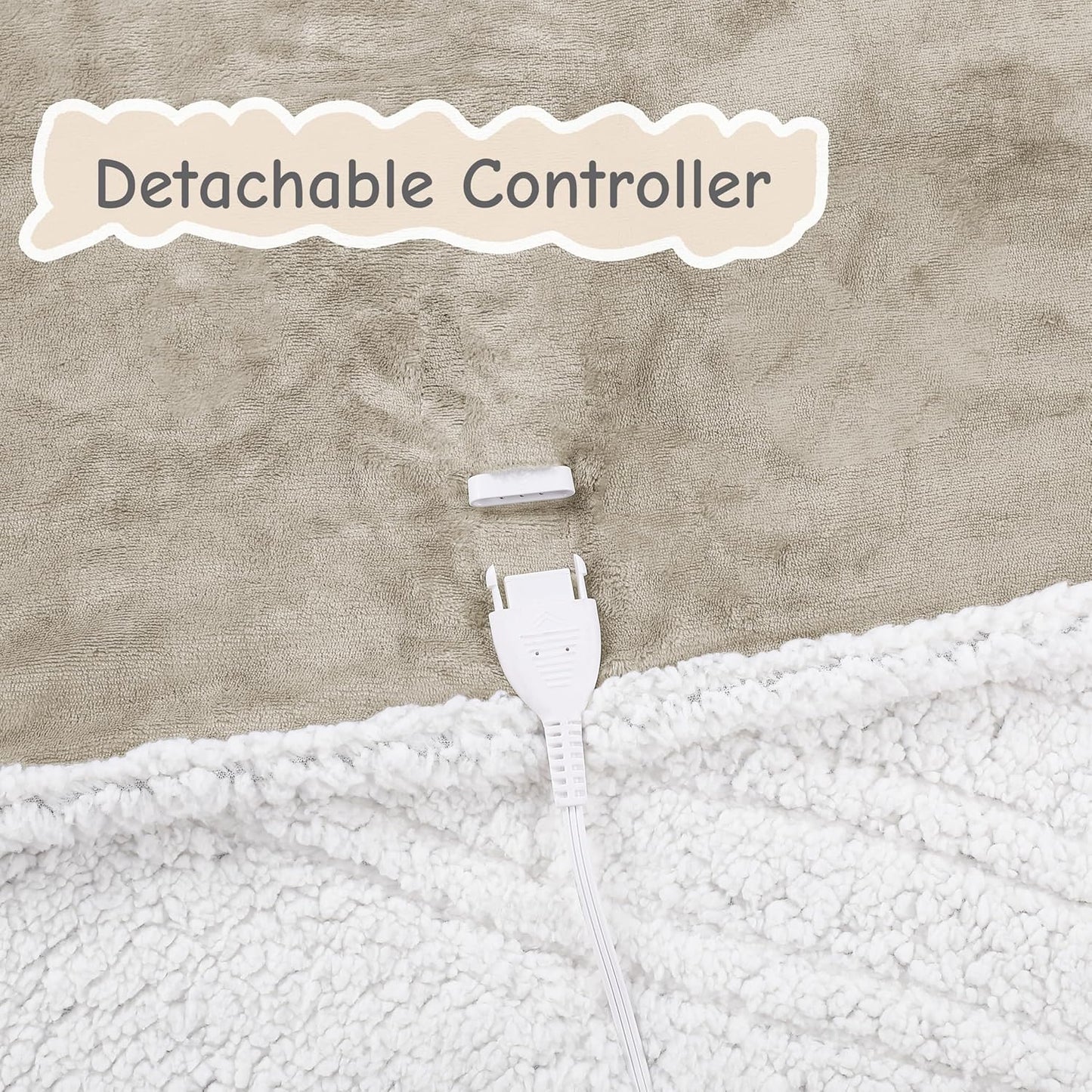 Electric Heated Blanket Throw Size 50"x60", Soft Flannel with Overheat Protection, 6 Adjustable Heat Settings & 3-Hour Auto-Off Timer, Fast Heating for Winter Comfort, Camel