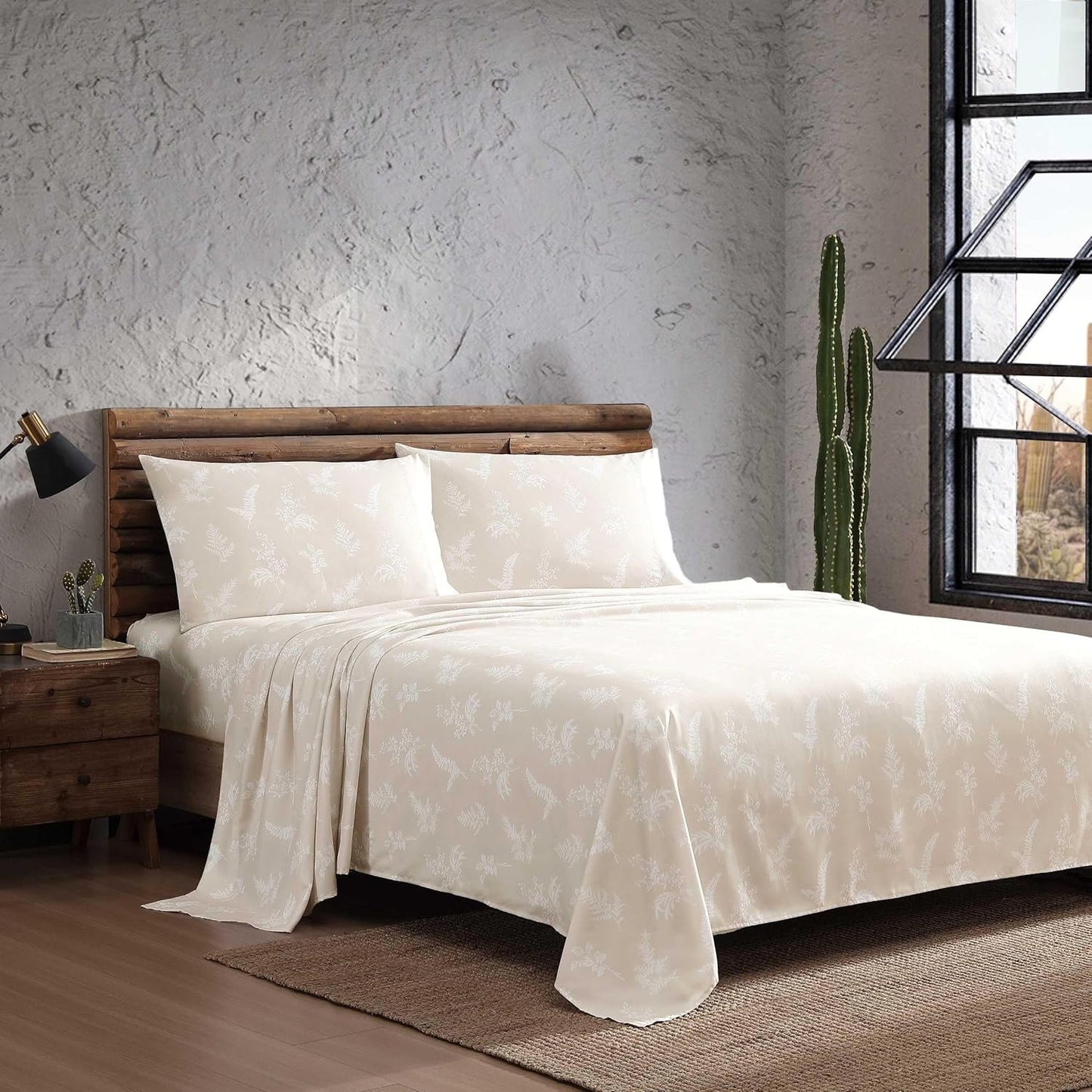 Wrangler - Twin Bed Sheets, Ultra-Soft & Lightweight Bedding with Matching Pillowcase, Lightweight Bed Set for All Season Comfort, Oeko-Tex Certified (Foliage Beige)