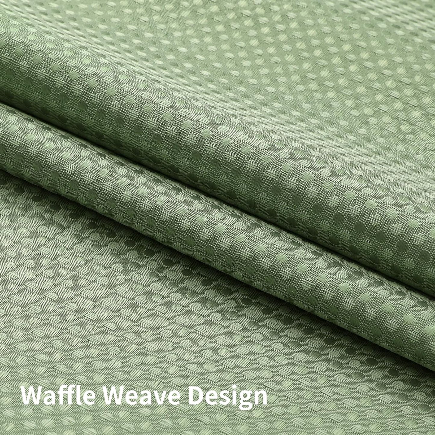 Colorful Star No Hook Shower Curtain with Snap in Fabric Liner, Waffle Weave Heavy Duty Thick Shower Curtains with Mesh Top Window, Hotel Style Waterproof Bathroom Curtain Set, 72'' x 75'', Sage Green