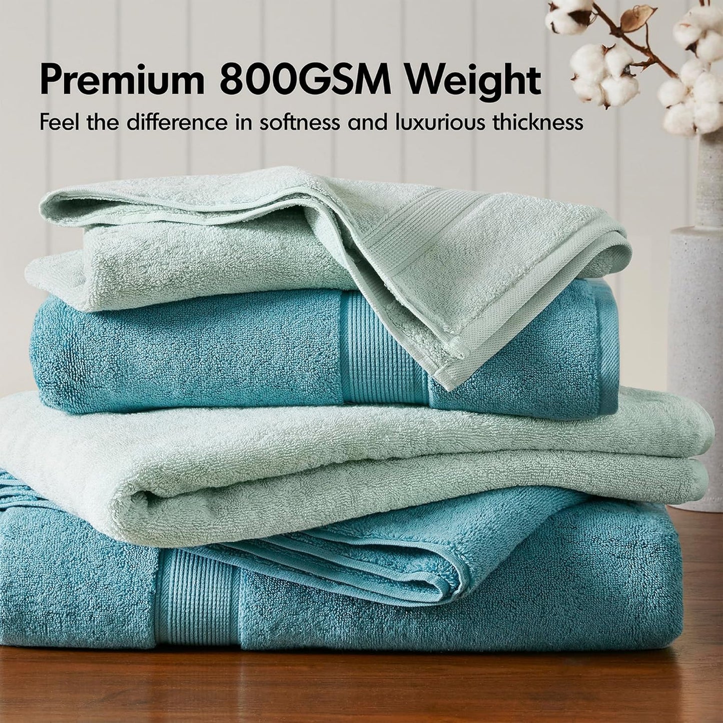 Madison Park 800GSM Bath Sheet Towel Oversized 34" x 68" 2 Pack 100% Cotton Bath Towel Set Highly Absorbent Hotel Spa Quality for Bathroom, Aqua