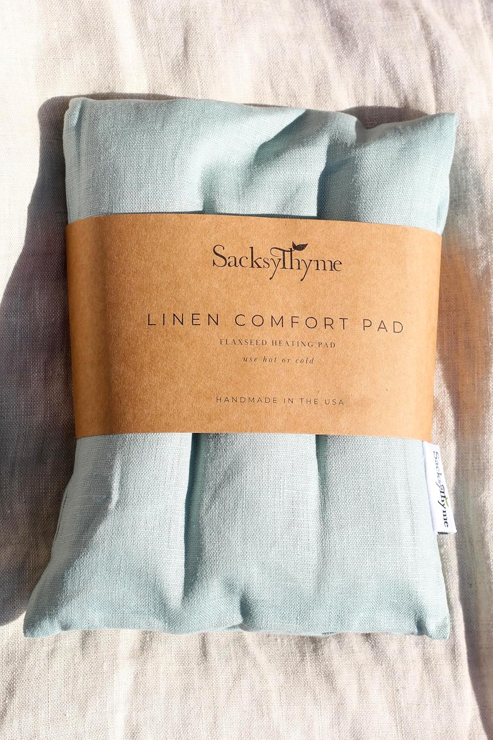 Sacksy Thyme Microwave Heating Pad - 100% Linen Cover, Unscented, Size 18x7, Comforting Heat Pad for Cramps, Back,Neck,Shoulders, Leg Pain, Hot Microwavable Heat Pack, Color: Silver Sage, Made in USA