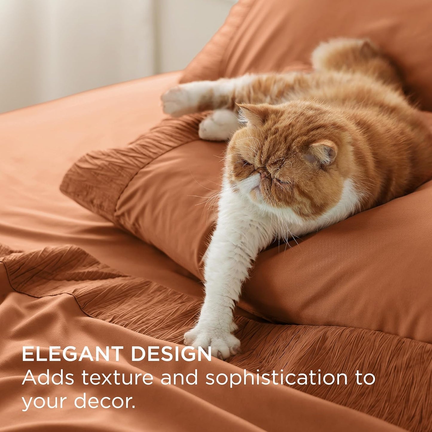 Bedsure Twin Sheets Set - 3 Pieces Soft Twin Bed Sheets - Breathable & Cooling - Hotel Luxury - Easy Care Polyester Microfiber Bedding for Women, Men, Terracotta