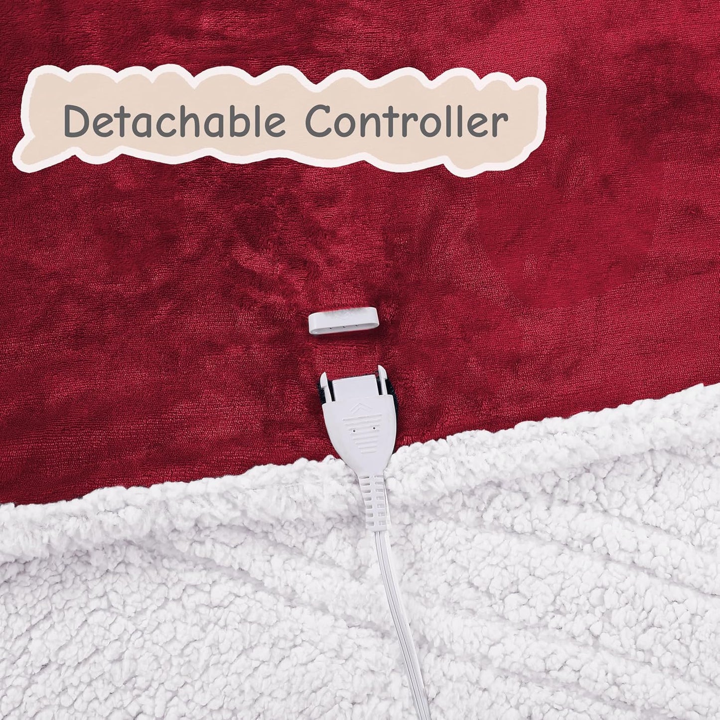 Electric Heated Blanket Throw Size 50"x60", Soft Flannel with Overheat Protection, 6 Adjustable Heat Settings & 3-Hour Auto-Off Timer, Fast Heating for Winter Comfort, Red