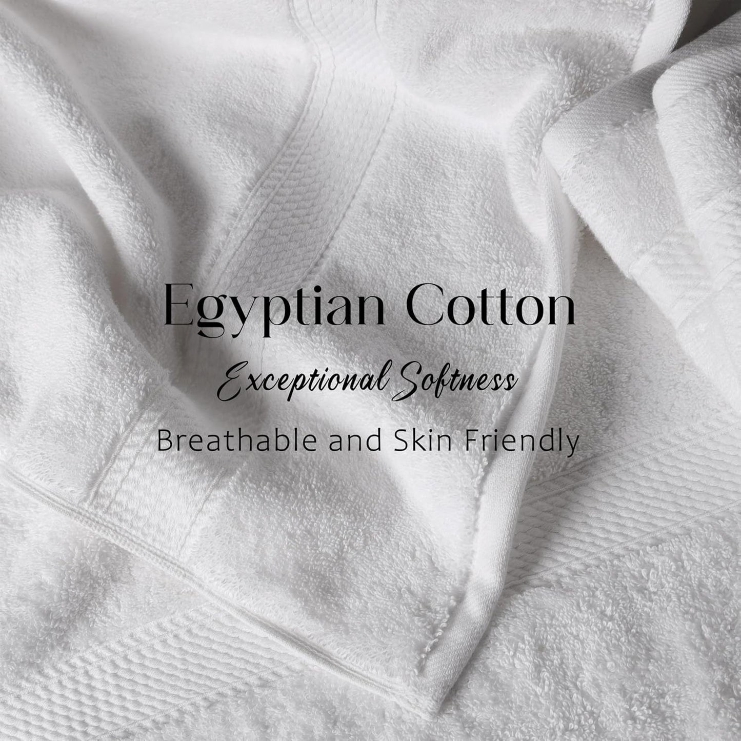 Superior Egyptian Cotton Pile Bath Towel Set of 2, Ultra Soft Luxury Towels, Thick Plush Essentials, Absorbent Heavyweight, Guest Bath, Hotel, Spa, Home Bathroom, Shower Basics, White