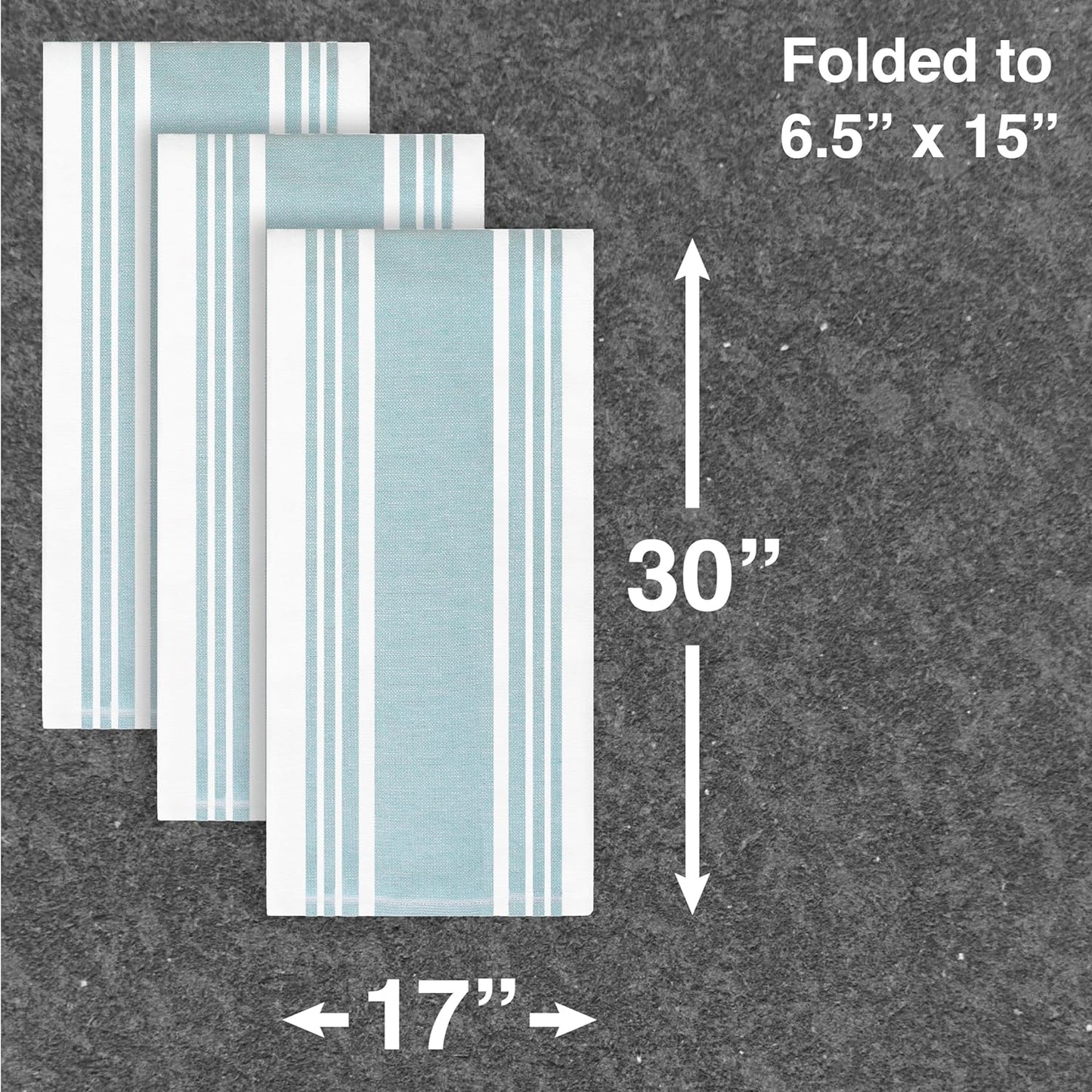 All-Clad Dual-Purpose Kitchen Towels: Highly Absorbent, Super Soft Long Lasting - 100% Cotton, 17"x30" Dish Towels for Cleaning & Drying Dishes, Pans, Glassware, or Countertops, (3-Pack), Rainfall