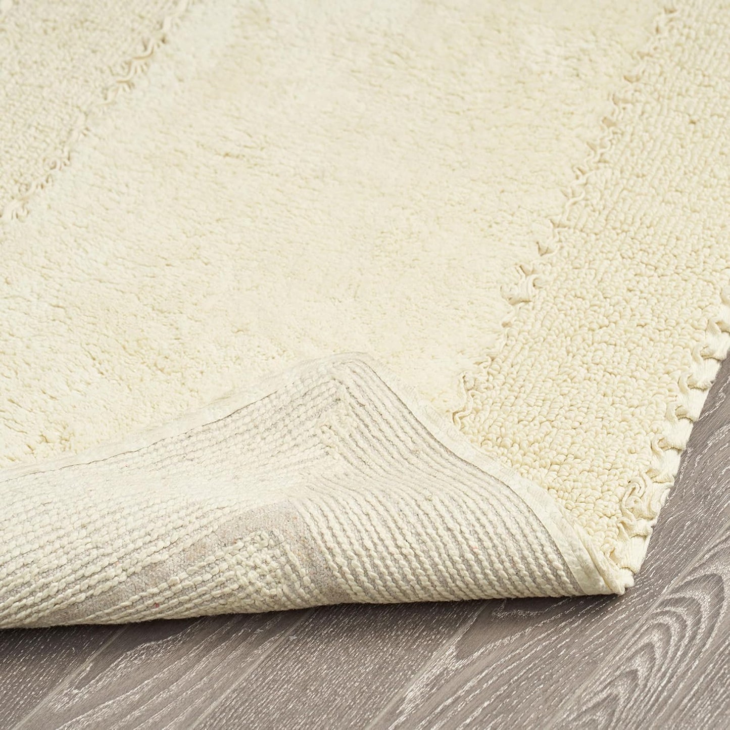 Laura Ashley Ruffle Border Yellow 27"x 45" 100% Cotton Bath Rug