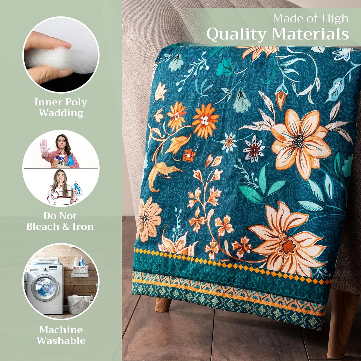 Maison d' Hermine Throw Blanket for Couch Lightweight Soft Warm Breathable Cotton Throw Blankets for Bed Girls Boys Women Men Sofa Travel Living Room Chair Bedding (50"x60", Luxury Loft - Dark Teal)