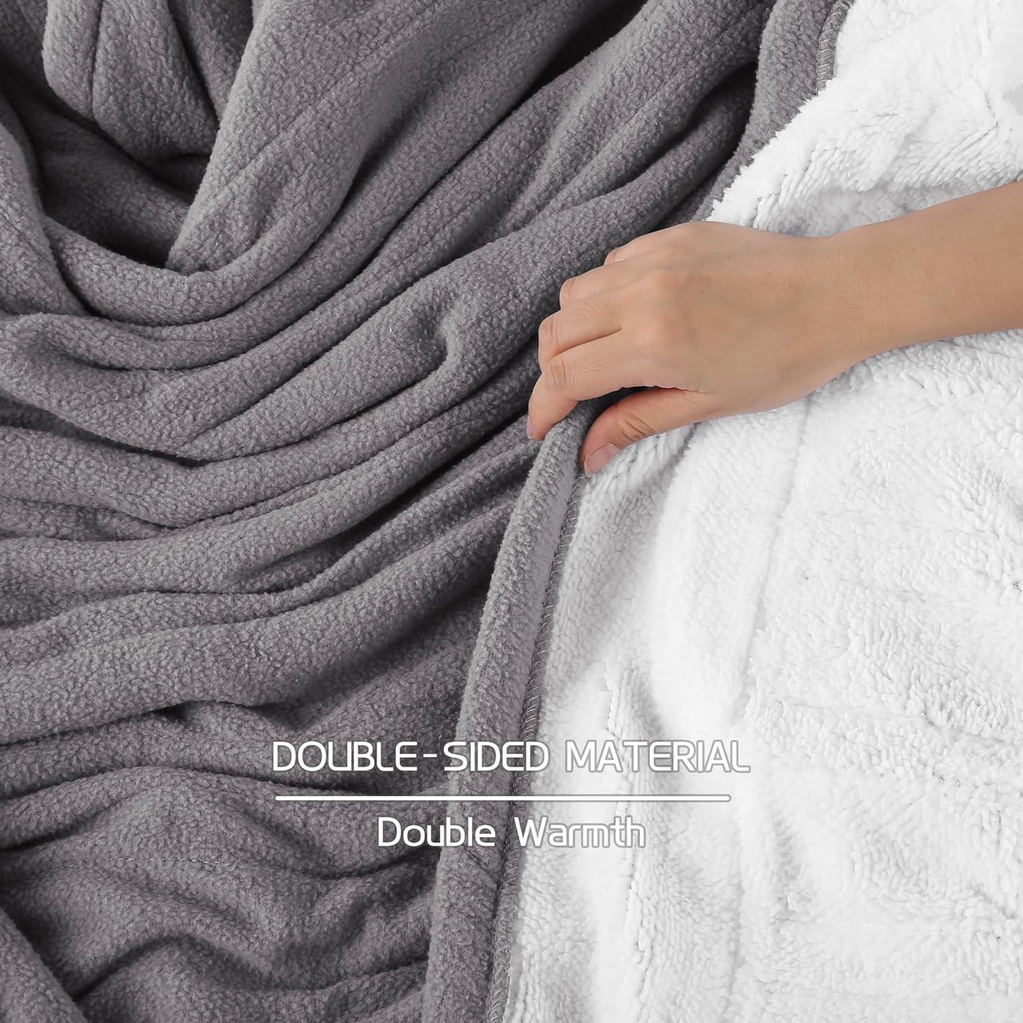 Heated Electric Throw Blanket 50" x 60" Size, Polar Fleece 4 Temperature Settings & 3 Hours Auto-Off Soft Fleece Cozy and Comfortable Machine Washable, Home Office Use - Light Grey