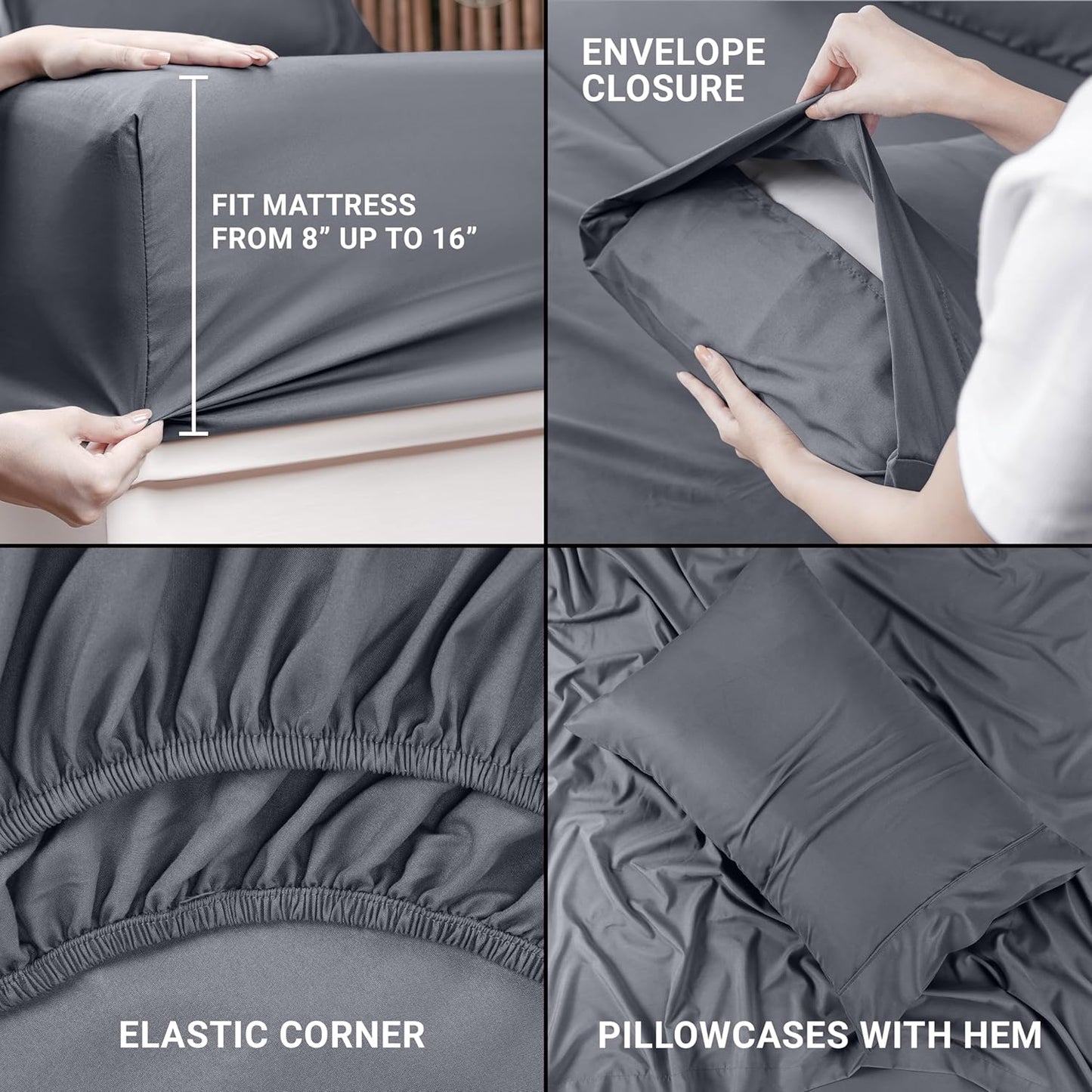 Utopia Bedding Twin Sheet Set – 3 Piece Bed Sheets for Twin Size Bed, Soft and Breathable Microfiber, Includes 1 Fitted Sheet, 1 Flat Sheet and 1 Pillowcase (Grey)