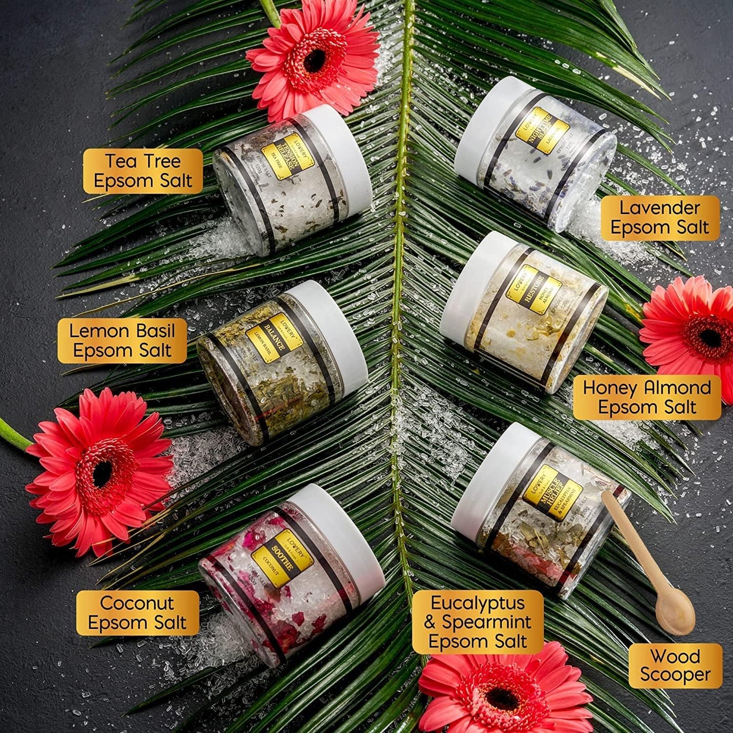 Christmas Gifts for Women Who Have Everything, Epsom Bath Salts Gift Basket Set, Relaxing Self Care Salt W/Essential Oil, Gifts for Mom, Lavender, Eucalyptus, Lemon, Coconut, Tea Tree, Honey Almond
