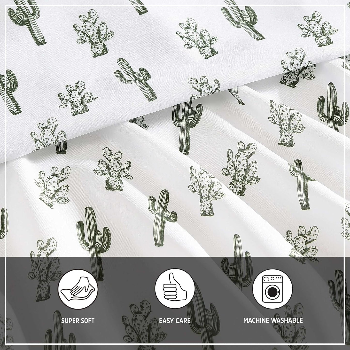 Wrangler - Queen Sheet Set, Soft & Wrinkle Resistant Bed Sheets, Lightweight for Year Round Comfort, 4 Piece Bed Set with Matching Pillowcases & Fitted Sheet (Cacti Green)