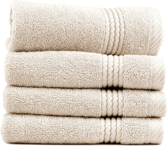 EastNBlue Lara 100% Turkish Cotton Washcloths 4 Pack, Extra Soft & Absorbent Wash Cloths for Face & Body (12" x 12"), Terry Cloth, Small Hand Towels for Bathroom, Beige