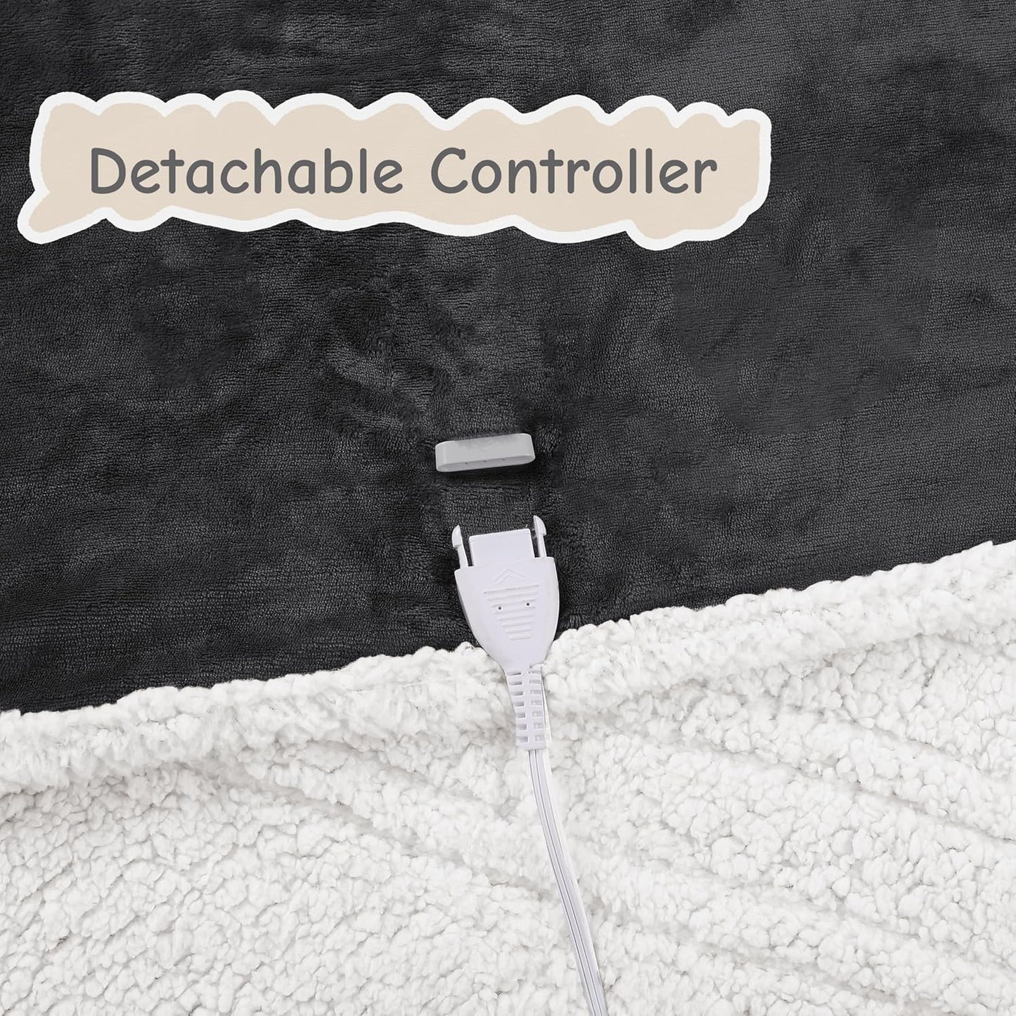 Electric Heated Blanket Throw Size 50"x60", Soft Flannel with Overheat Protection, 6 Adjustable Heat Settings & 3-Hour Auto-Off Timer, Fast Heating for Winter Comfort, Dark Gray