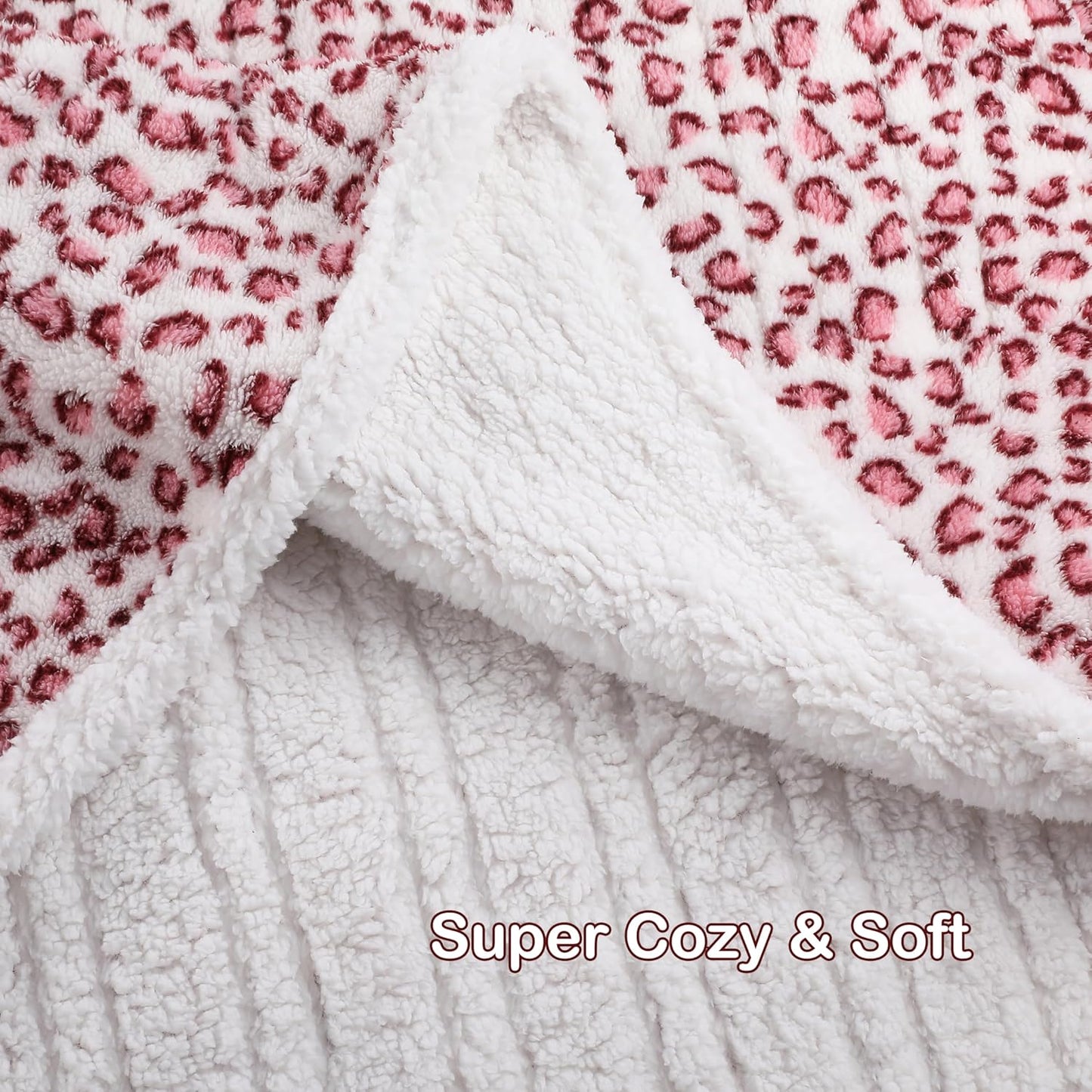Electric Heated Blanket Full Size 72×84, 10H Auto Off & 6 Heating Settings Fluffy Ultra Soft Warmth Lightweight Cozy Plush Sherpa Machine Washable, Fast Heating, Home Office Leopard Print Pink & White