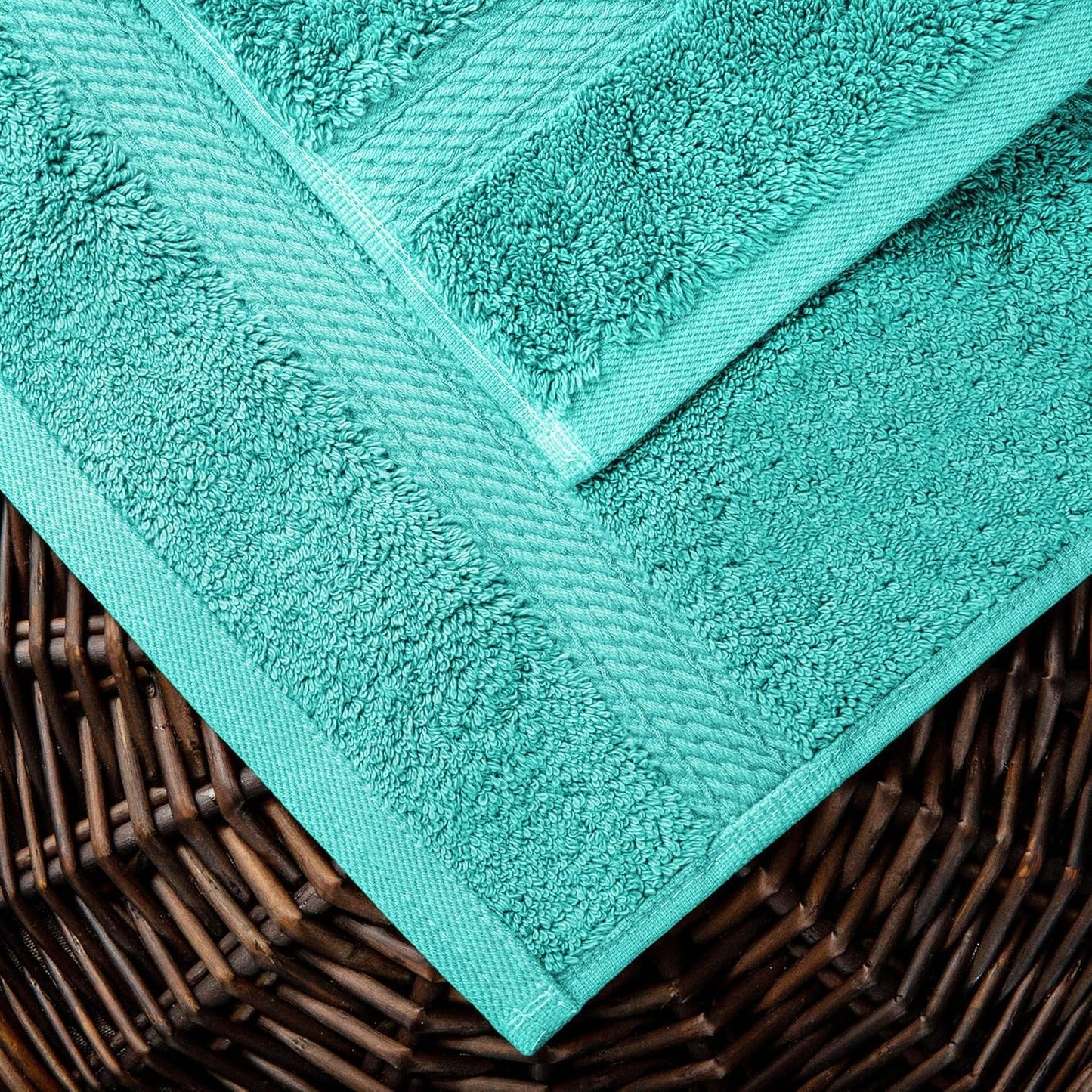 Superior Egyptian Cotton Pile 10 Piece Towel Set, Includes 2 Bath, 4 Hand, 4 Face Towels/Washcloths, Ultra Soft Luxury Towels, Thick Plush Essentials, Guest Bath, Spa, Hotel Bathroom, Turquoise