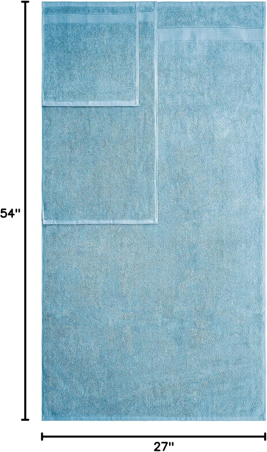 American Veteran Towel, 6 Piece Towel Set for Bathroom, 100% Cotton Turkish Bathroom Towels, 2 Bath Towels 2 Hand Towels 2 Washcloths, Sky Blue