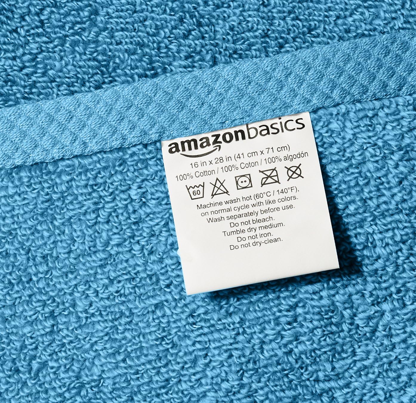 Amazon Basics Quick-Dry Hand Towels - 100% Cotton, 8-Pack, 28 x 16 inches, Lake Blue