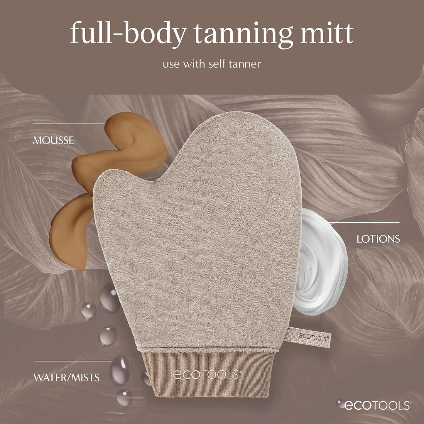 EcoTools Good Tan Full-Body Tanning Mitt, For Self Application, Use Soft Tanner Mitt With Mousse, Lotions, & Waters, Eco Friendly Sunless Applicator, Vegan, & Cruelty-Free, 1 Count