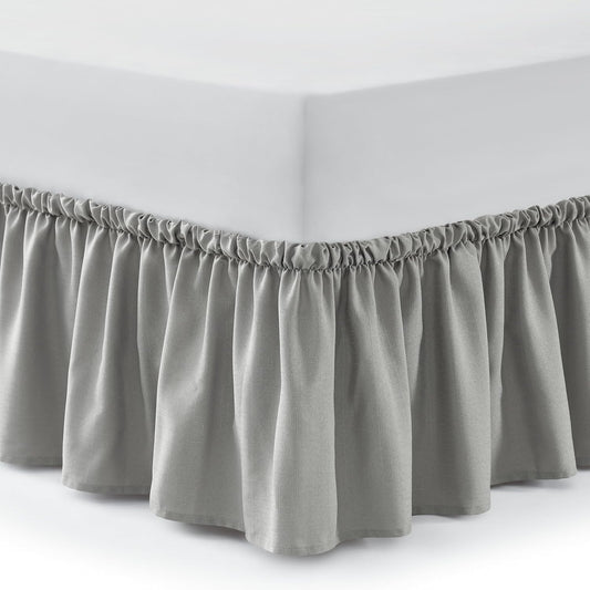 Bed Skirt Queen Bed Skirt Wrap Around Ruffled Box Spring Cover, Easy Install, Washable 15" Drop Elastic Dust Ruffle by Casual Living, 60-inch x 80-inch, Grey