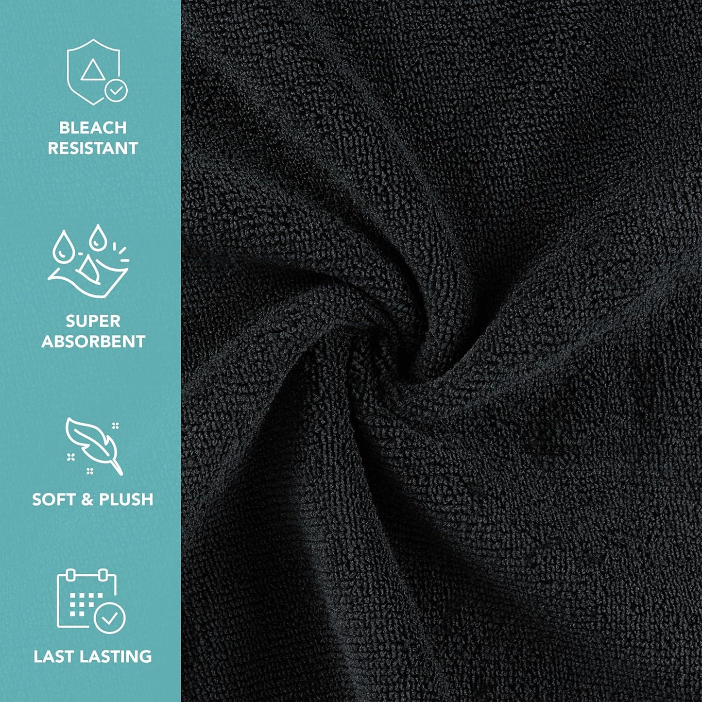 Arkwright Bleach Proof Salon Towels Bulk - Case of 144 - Ultra Soft, Gentle Microfiber, Highly Absorbent & Quick Dry Spa Facial Towel for Hair Stylist, Nail Shop, and Esthetician, 16 x 27 in, Black