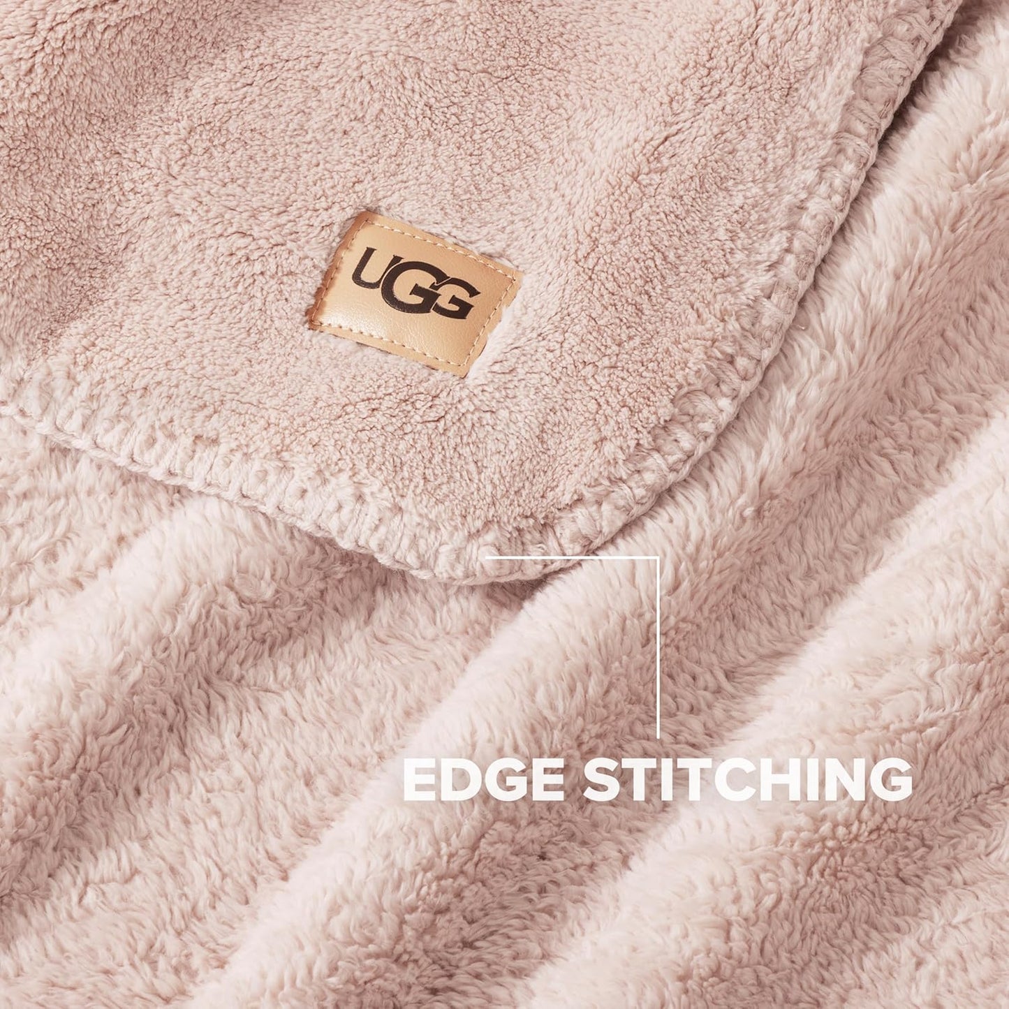 UGG Plush King Size Blanket for Bed, Fleece Cozy Soft Blanket, Luxury Warm Extra Large Throw for Couch, Washable Hypoallergenic California King Throw, 110" x 90", Quartz Pink (Whitecap)
