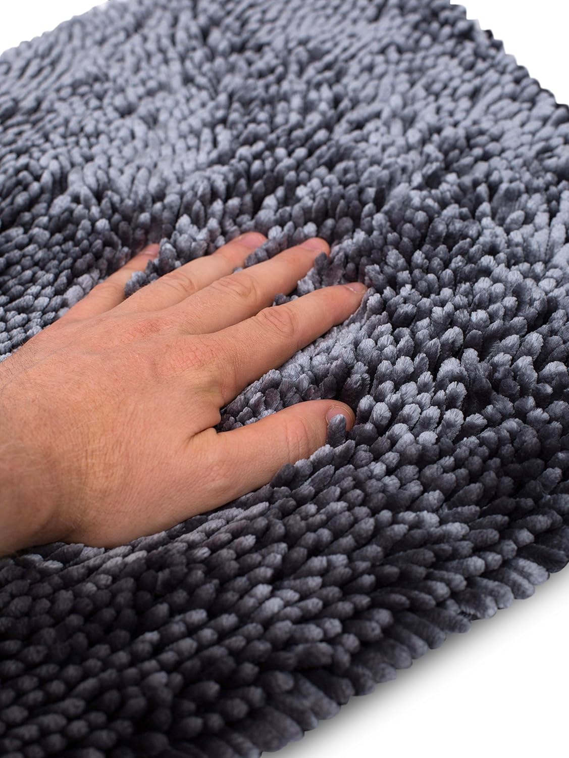 Internet's Best Microfiber Chenille Bath Mat - Non Slip Bathroom Rug - Soft Absorbent Carpet - Fast Drying Shower (24 x 17, Gray)