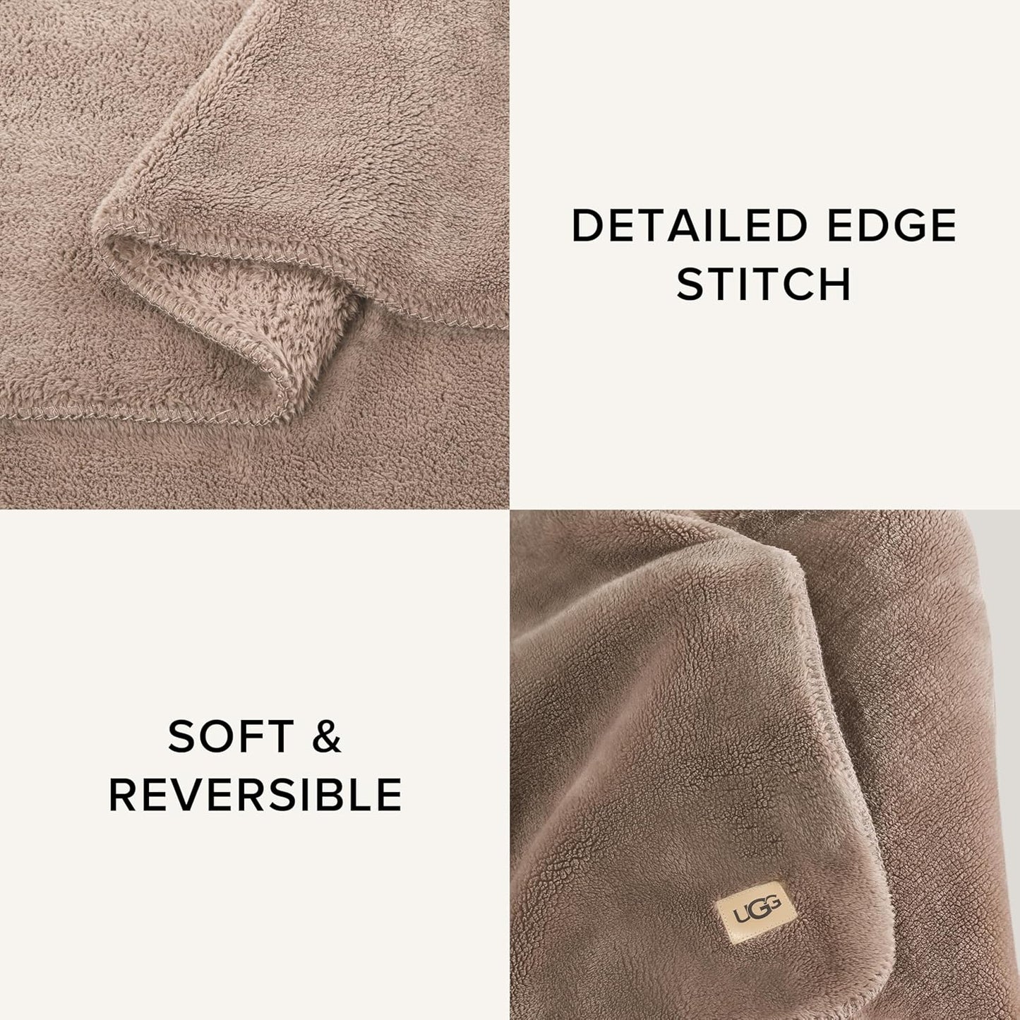 UGG Whitecap Plush Throw Blanket Fleece Lightweight Soft Throw for Couch or Bed Luxury Home Decor for Living Room Washable Hypoallergenic Blankets for Dorm Decor, 50-inch x 70-inch, Light Fawn Brown