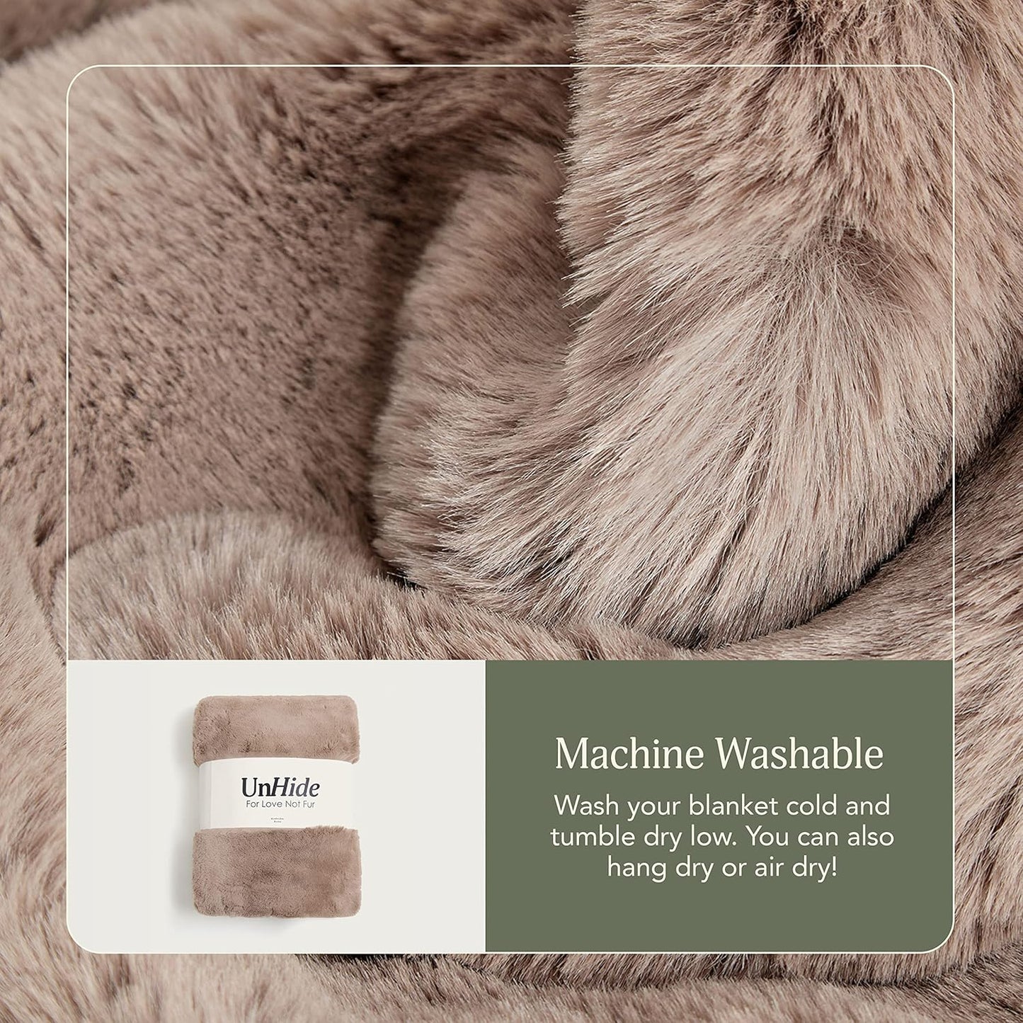 UnHide Marshmallow - Faux Fur Blanket - Heavy Weight, Extra Soft Blanket - Made from Recycled Materials - Machine Washable - Medium (60" x 80") - Mocha Shar Pei