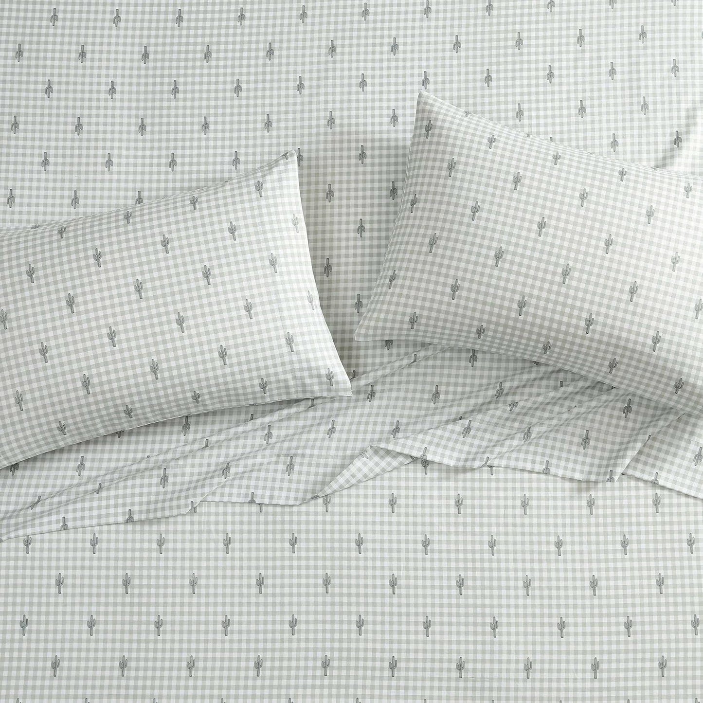 Wrangler - King Bed Sheets, Ultra-Soft & Lightweight Bedding with Matching Pillowcases, Lightweight Bed Set for All Season Comfort, Oeko-Tex Certified (Cactus Gingham Green)