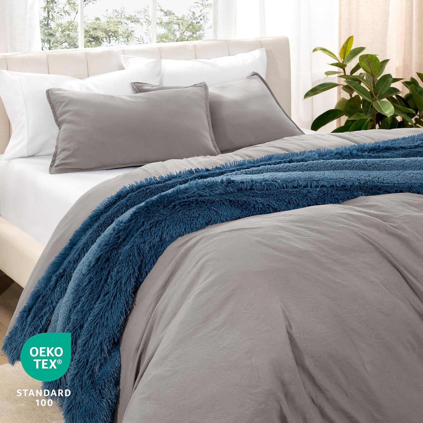 Bare Home Microfiber Duvet Cover Set - Ultra Soft Washed Microfiber - King/California King - Linen-Like Look - Easy Care - Breathable Fabric - Our Softest Duvet Cover Set (King/Cal King, Frost Grey)