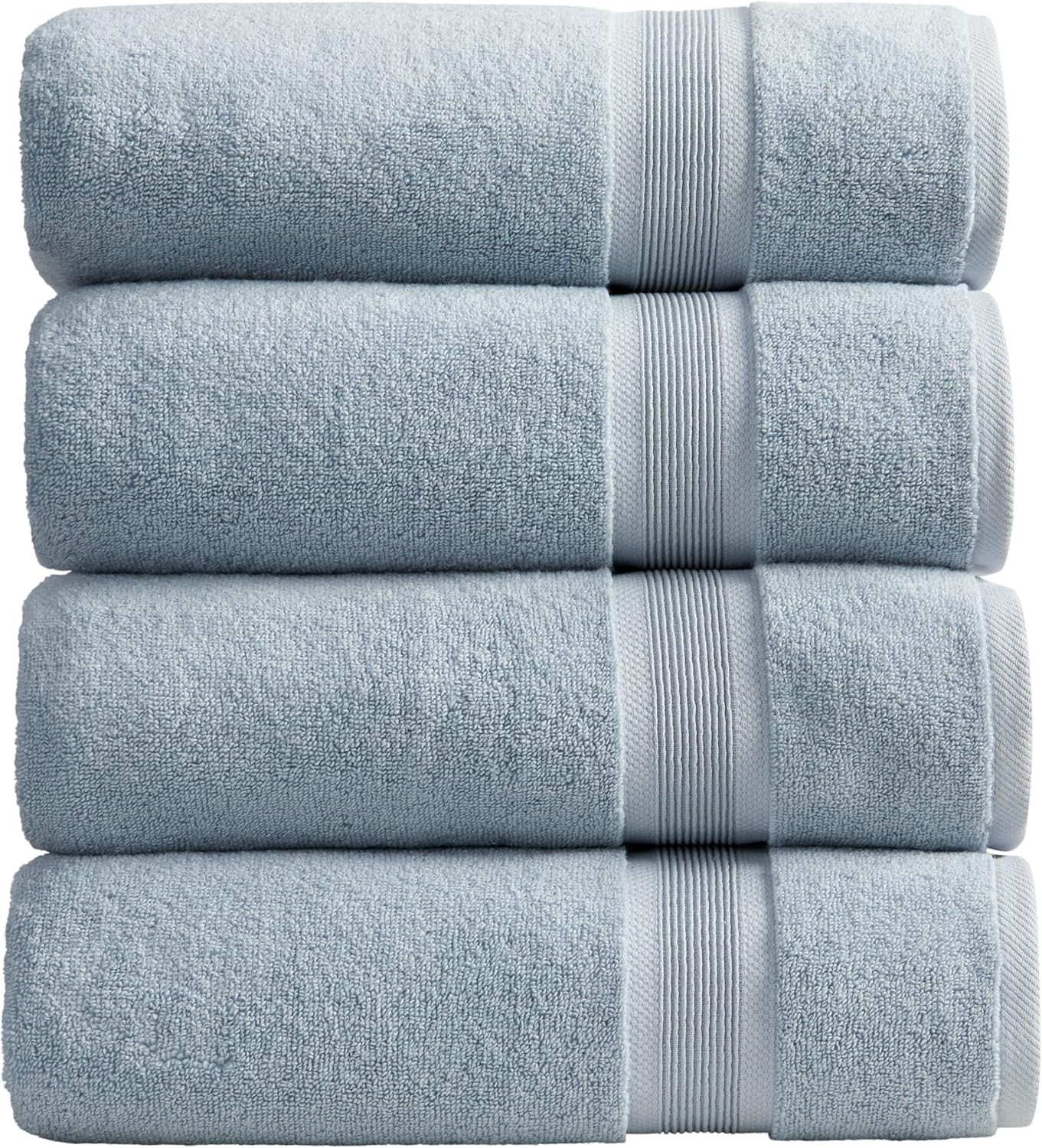 Springtree Home Luxury Bamboo Rayon Bath Towel Set of 4 | 35% Bamboo Rayon - 65% Cotton | Absorbent Quick-Dry Towels for Bathroom | Oeko-TEX Standard 100 Cotton | Blue Fog - 4 Pack