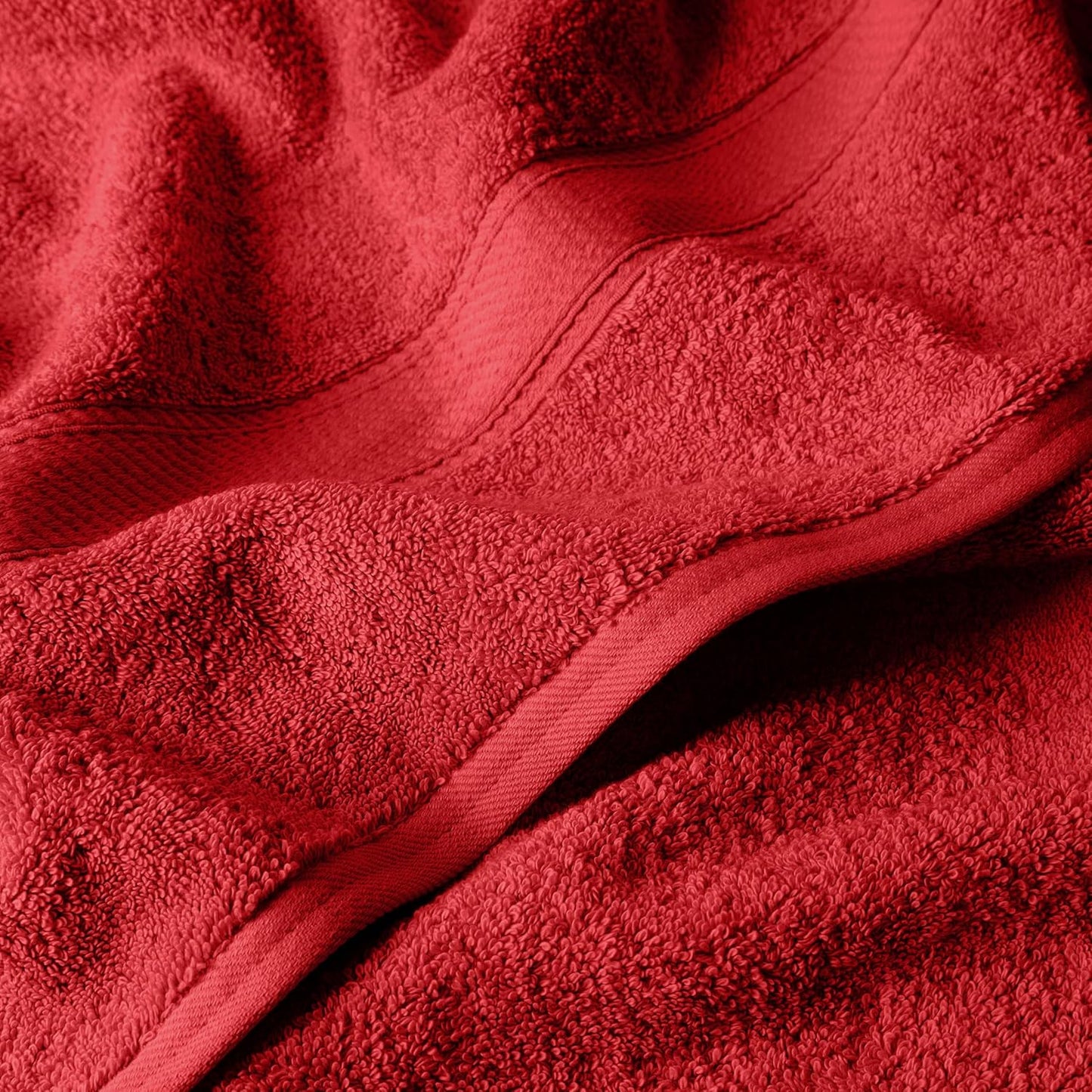 Superior Egyptian Cotton Pile 6 Piece Towel Set, Includes 2 Bath, 2 Hand, 2 Face Towels/Washcloths, Ultra Soft Luxury Towels, Thick Plush Essentials, Guest Bath, Spa, Hotel Bathroom, Red