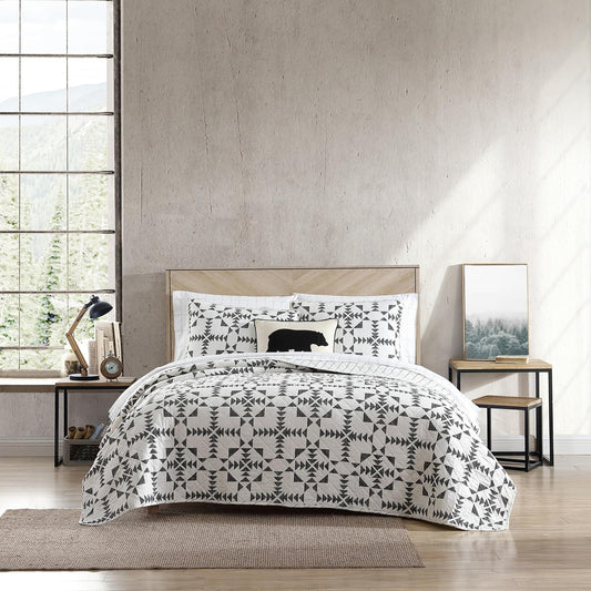 Eddie Bauer - Twin Quilt Set, Reversible Cotton Bedding with Matching Sham, Luxurious Bedding Set (Arrowhead Charcoal, Twin)
