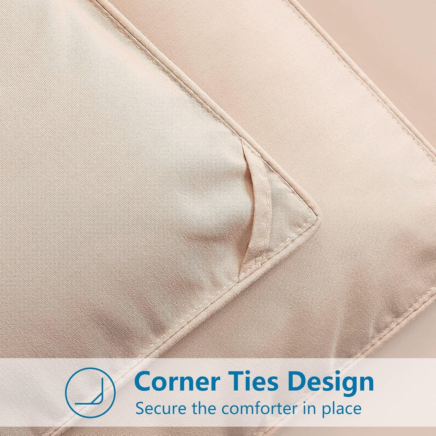 EASELAND Oversized King Down Alternative Comforter - Quilted Duvet Insert for All Seasons, Soft Lightweight with Corner Tabs, Summer Winter Warm Bedding, Beige 98x116 Inches