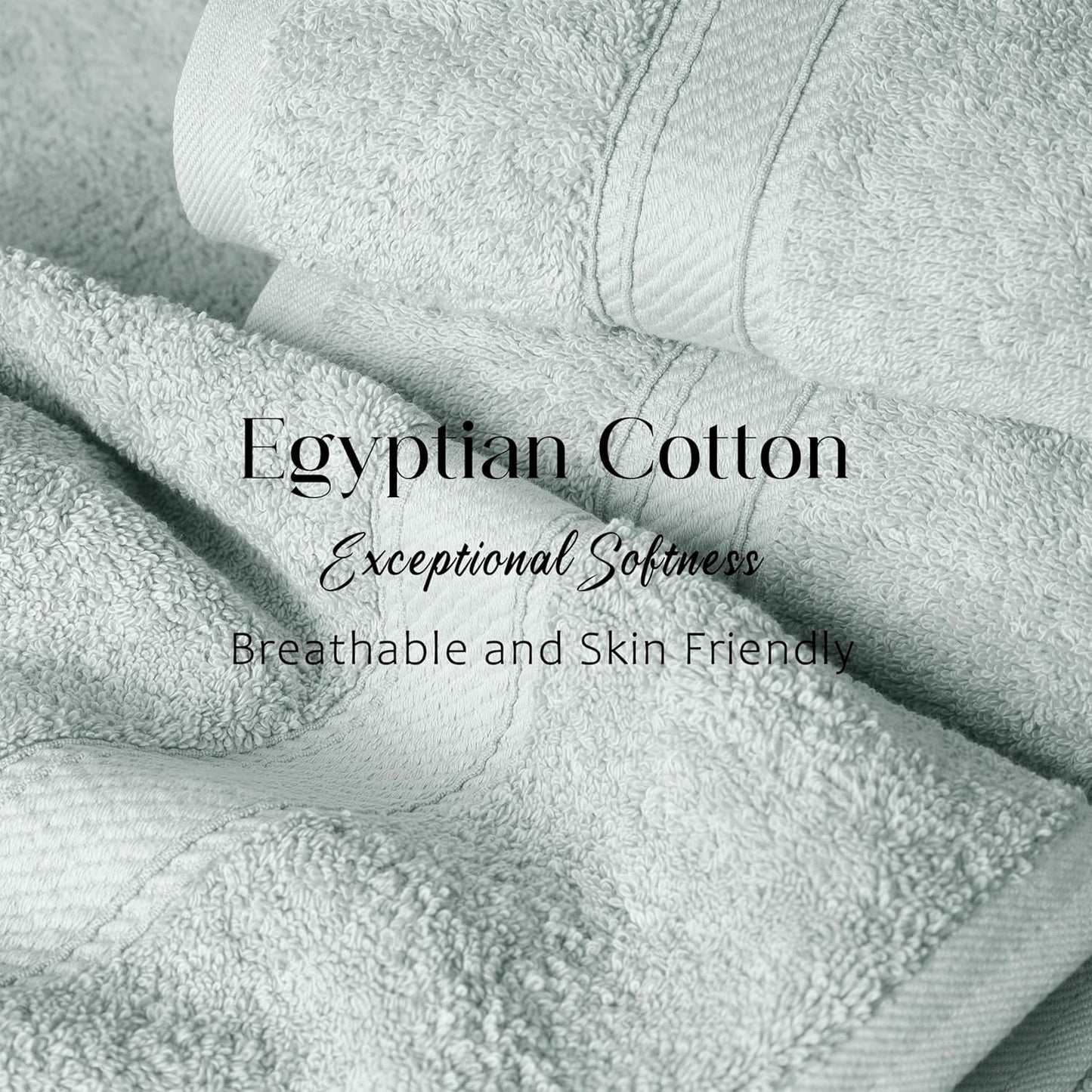 Superior Egyptian Cotton Pile Bath Towel Set of 2, Ultra Soft Luxury Towels, Thick Plush Essentials, Absorbent Heavyweight, Guest Bath, Hotel, Spa, Home Bathroom, Shower Basics, Sea Foam