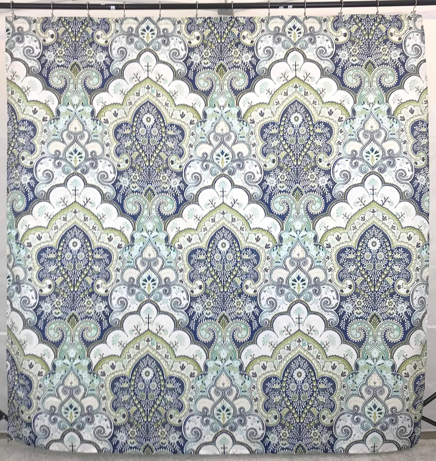 Serafina Home Hotel Quality Fabric Bathroom Shower Curtain: Floral Paisley Moroccan Damask (72 x 70 inches)