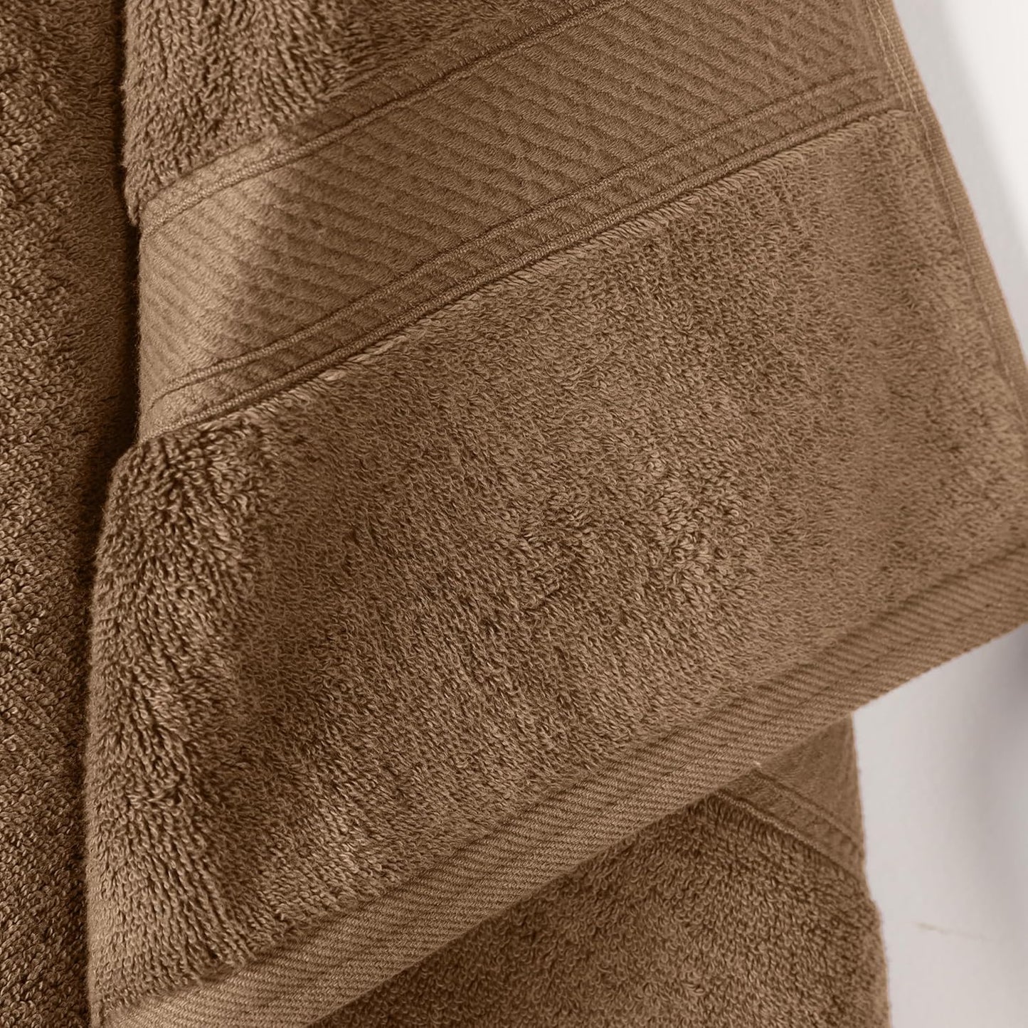 Superior Egyptian Cotton Pile Bath Towel Set of 2, Ultra Soft Luxury Towels, Thick Plush Essentials, Absorbent Heavyweight, Guest Bath, Hotel, Spa, Home Bathroom, Shower Basics, Latte