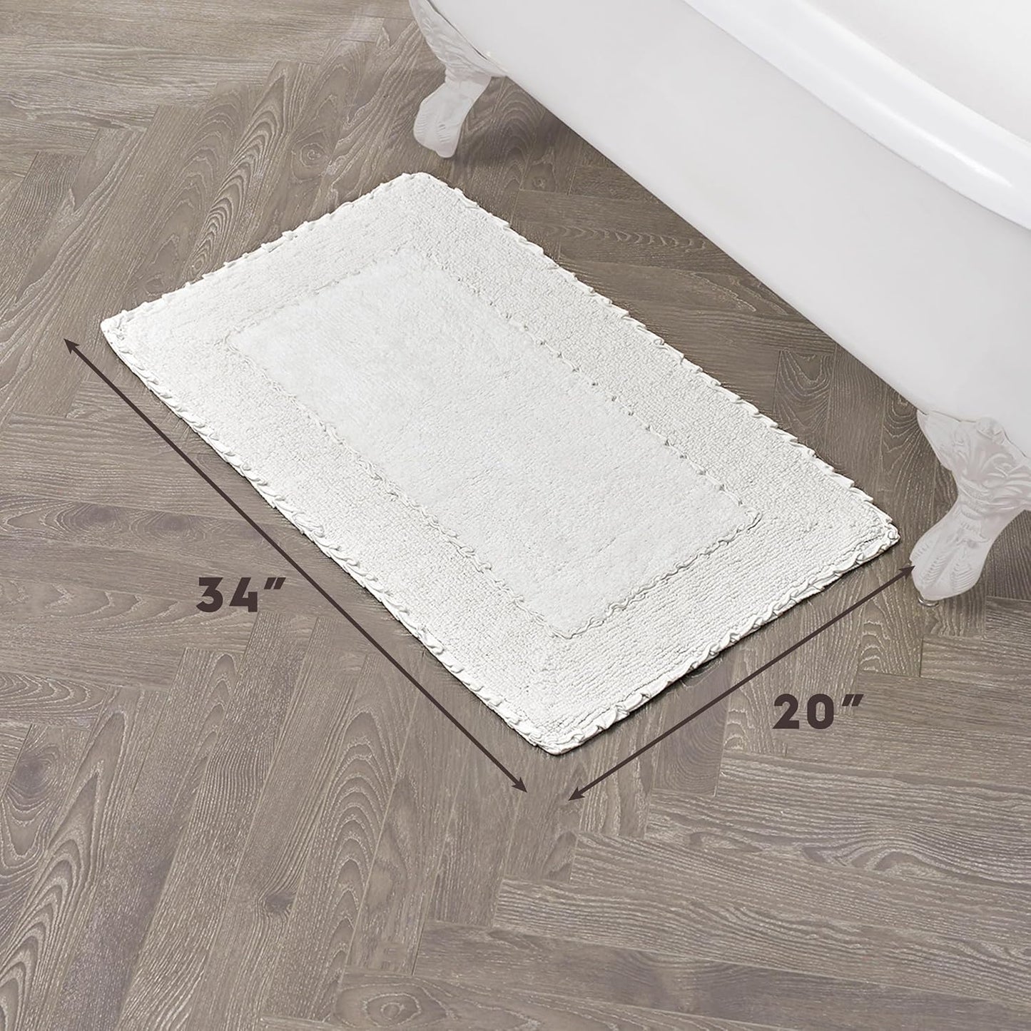 Laura Ashley Ruffle Border 100% Cotton Bath Rug, White, 20"x 34"
